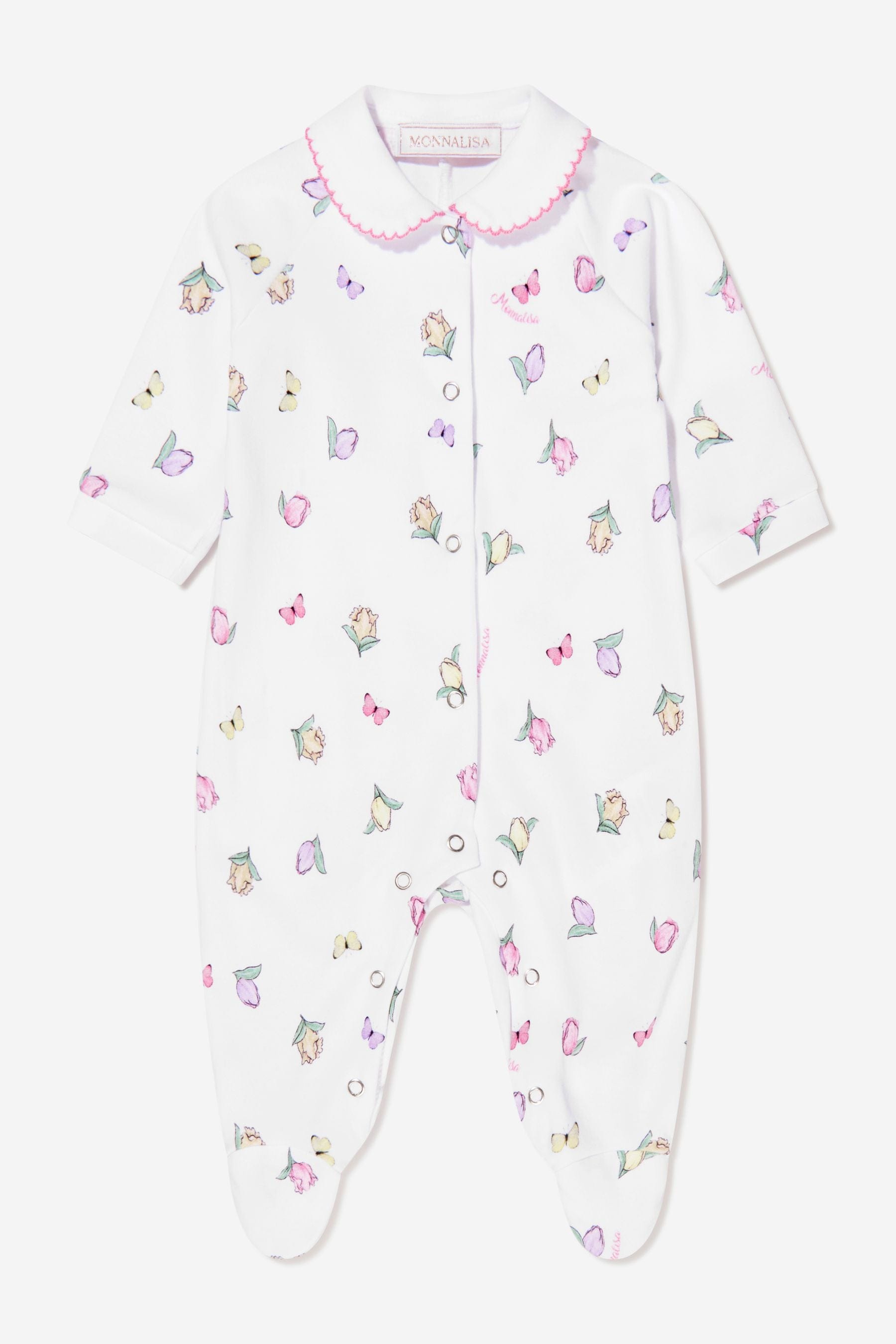 Monnalisa Baby Girls Butterflies Babygrow In White