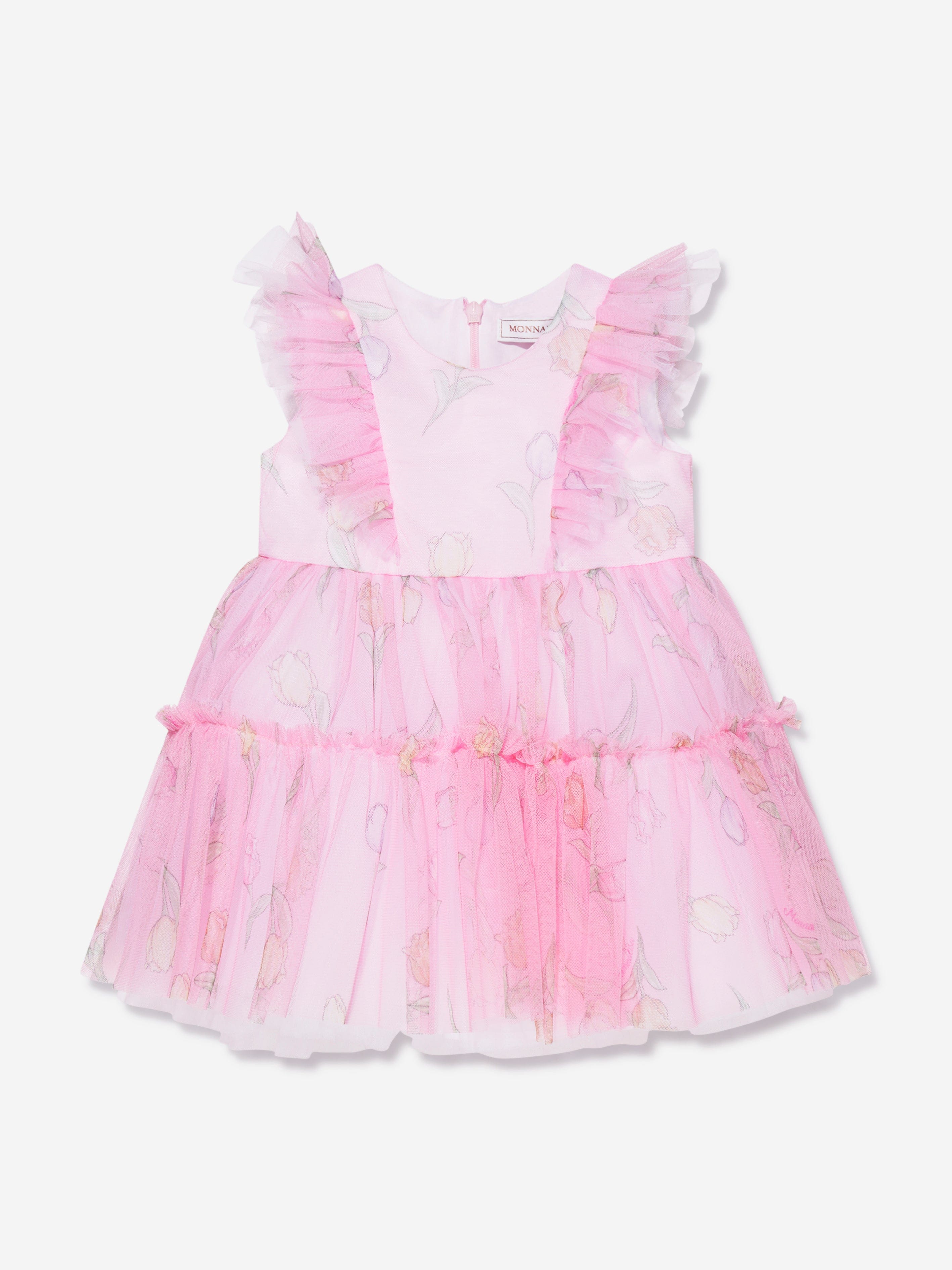 Monnalisa Baby Girls Tulip Tulle Dress In Pink