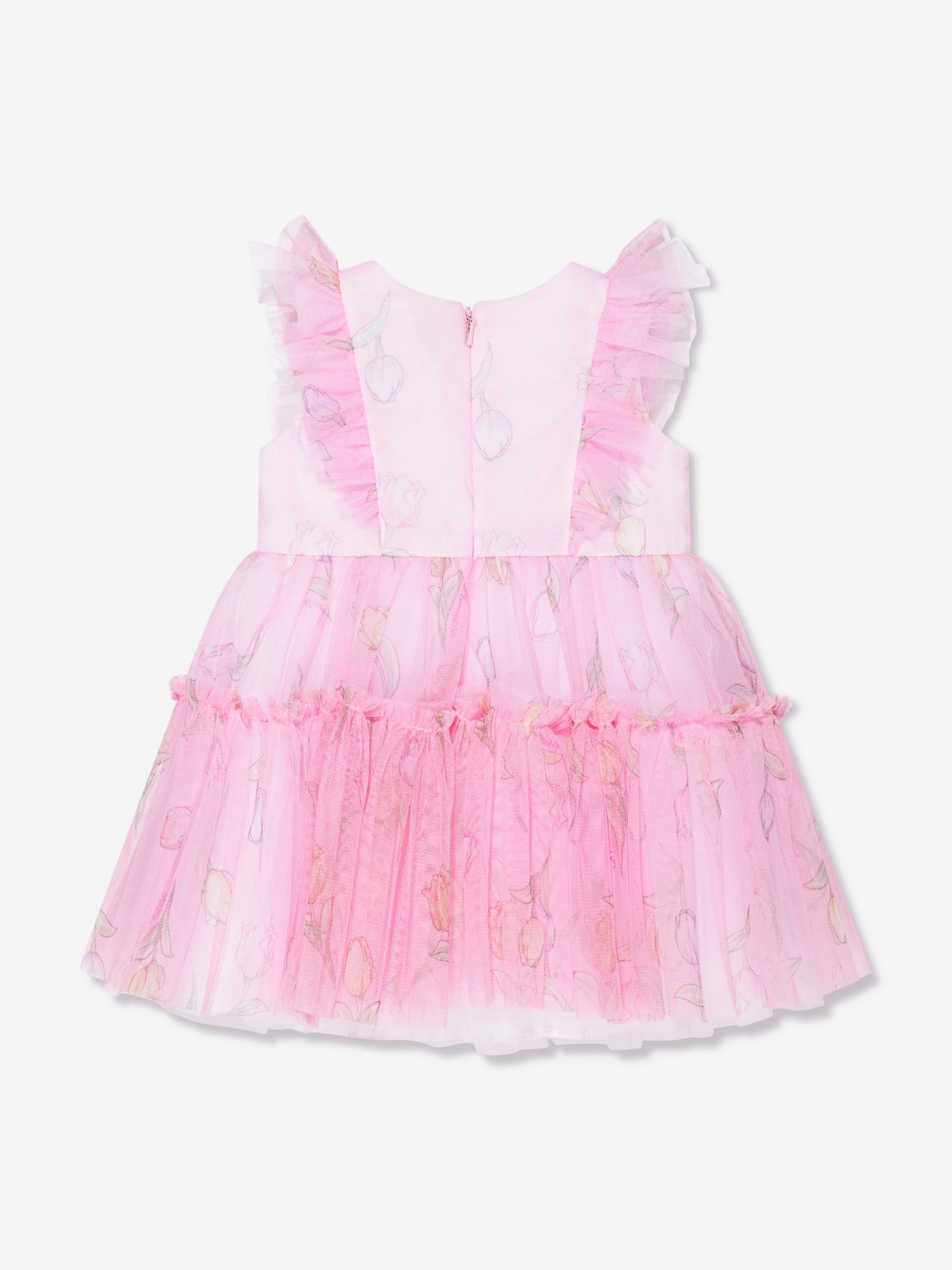 Monnalisa Baby Girls Tulip Tulle Dress In Pink