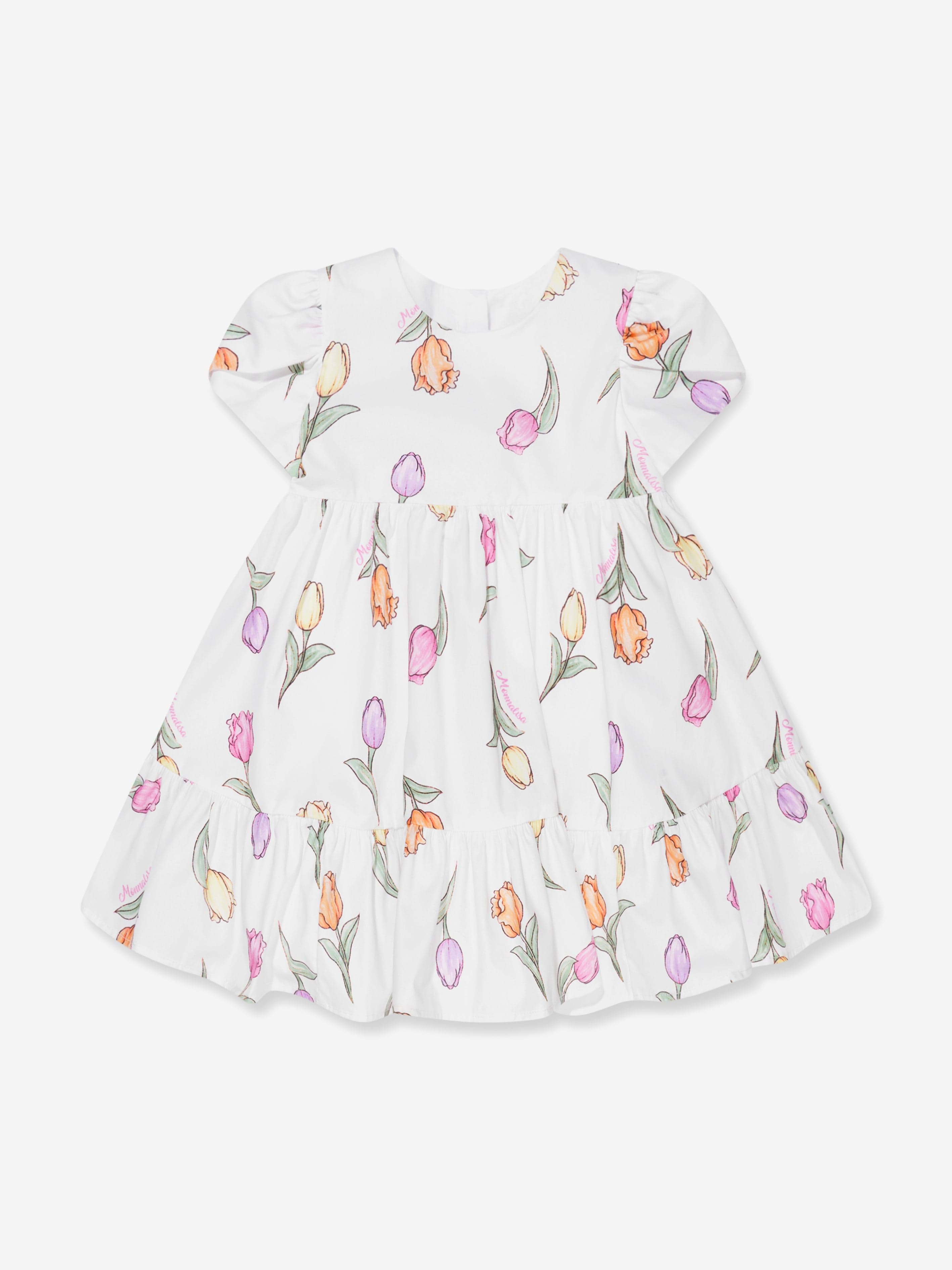 Monnalisa Baby Girls Tulip Print Dress In White