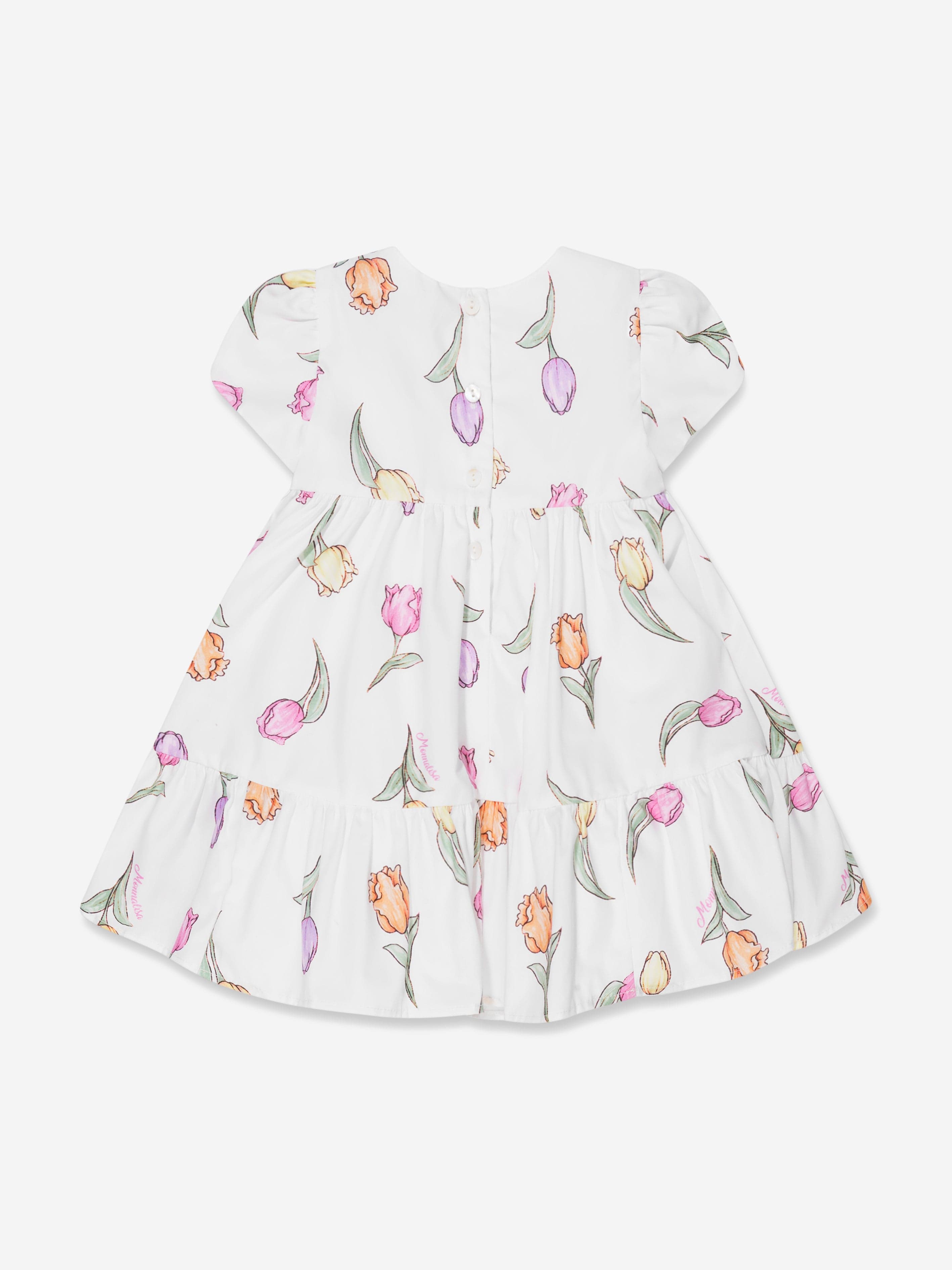 Monnalisa Baby Girls Tulip Print Dress In White