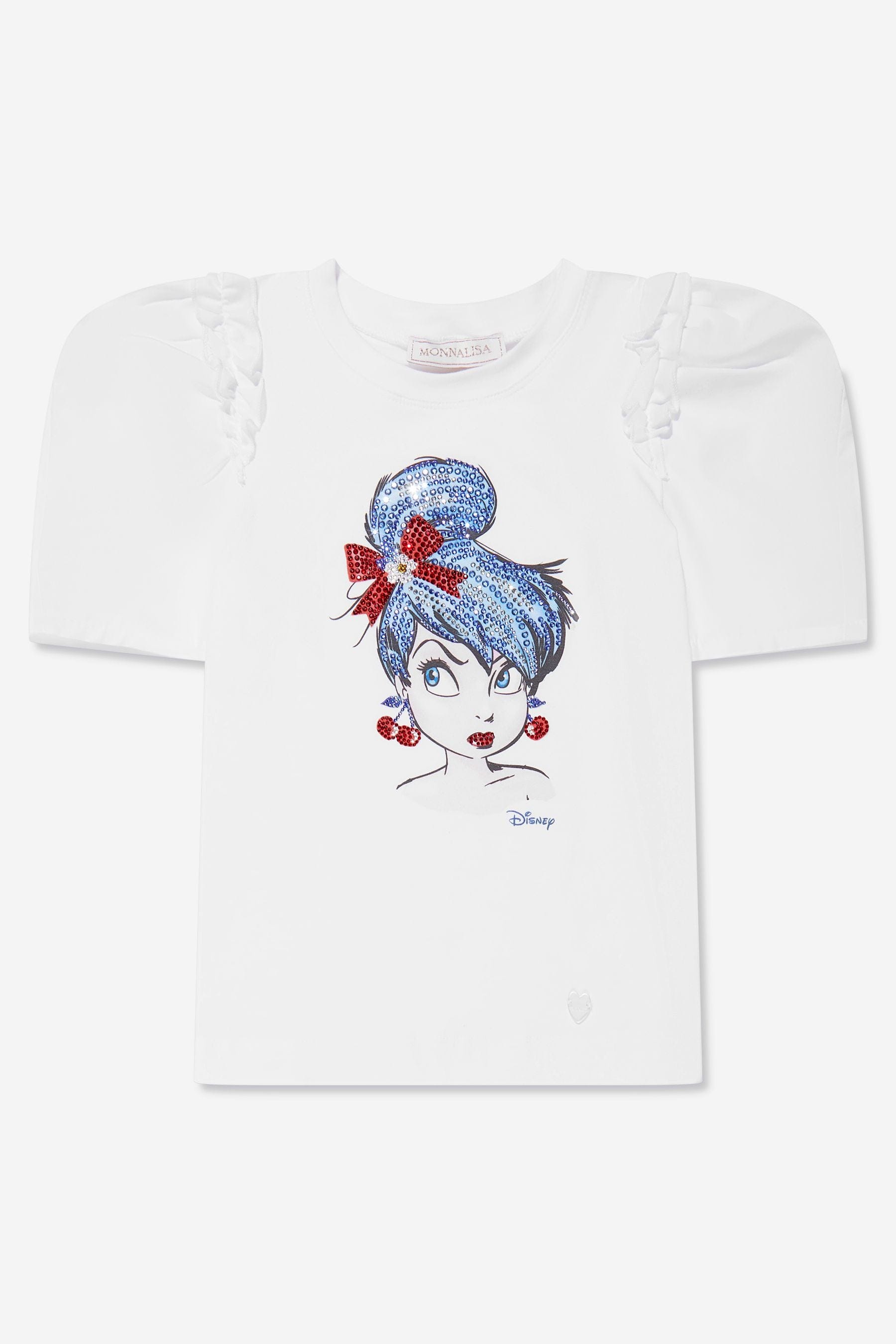 Monnalisa Girls Puff Sleeve Tinker Bell T-Shirt In White