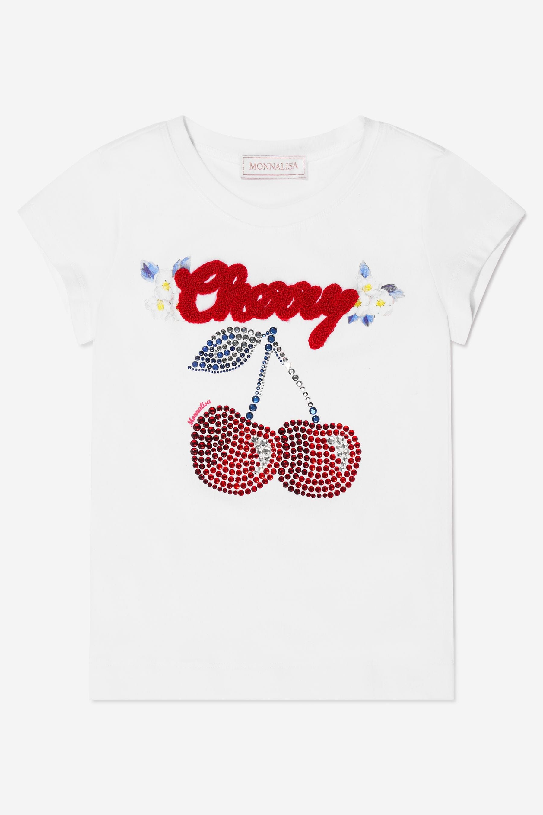 Monnalisa Girls Cherry T-Shirt In White