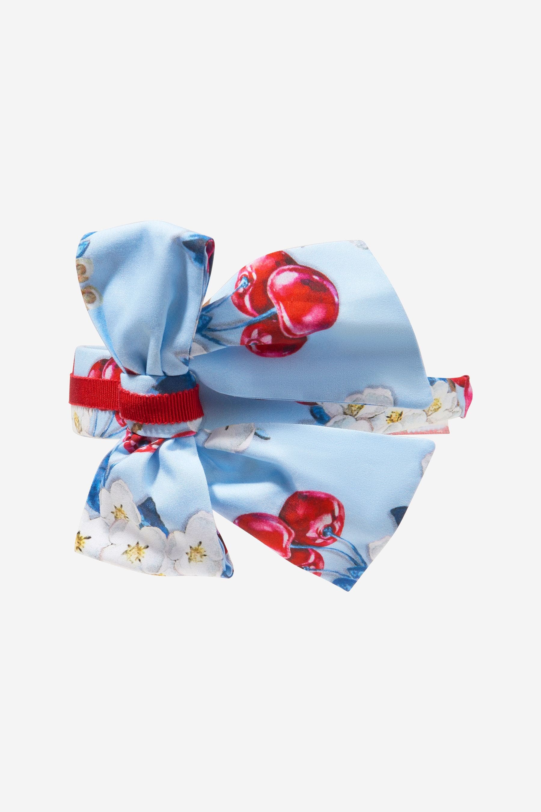 Monnalisa Girls Cherry Print Bow Headband In Blue