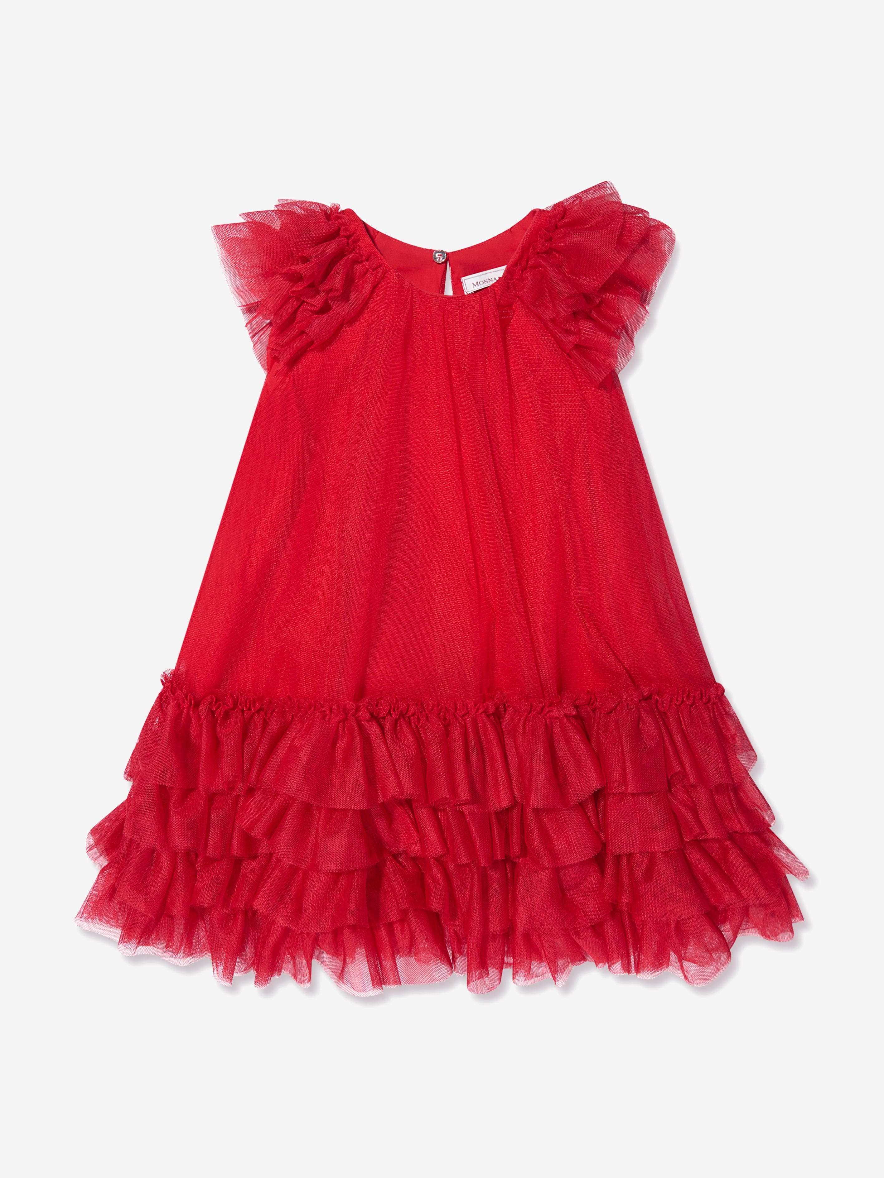 Monnalisa Girls Sleeveless Tulle Dress In Red