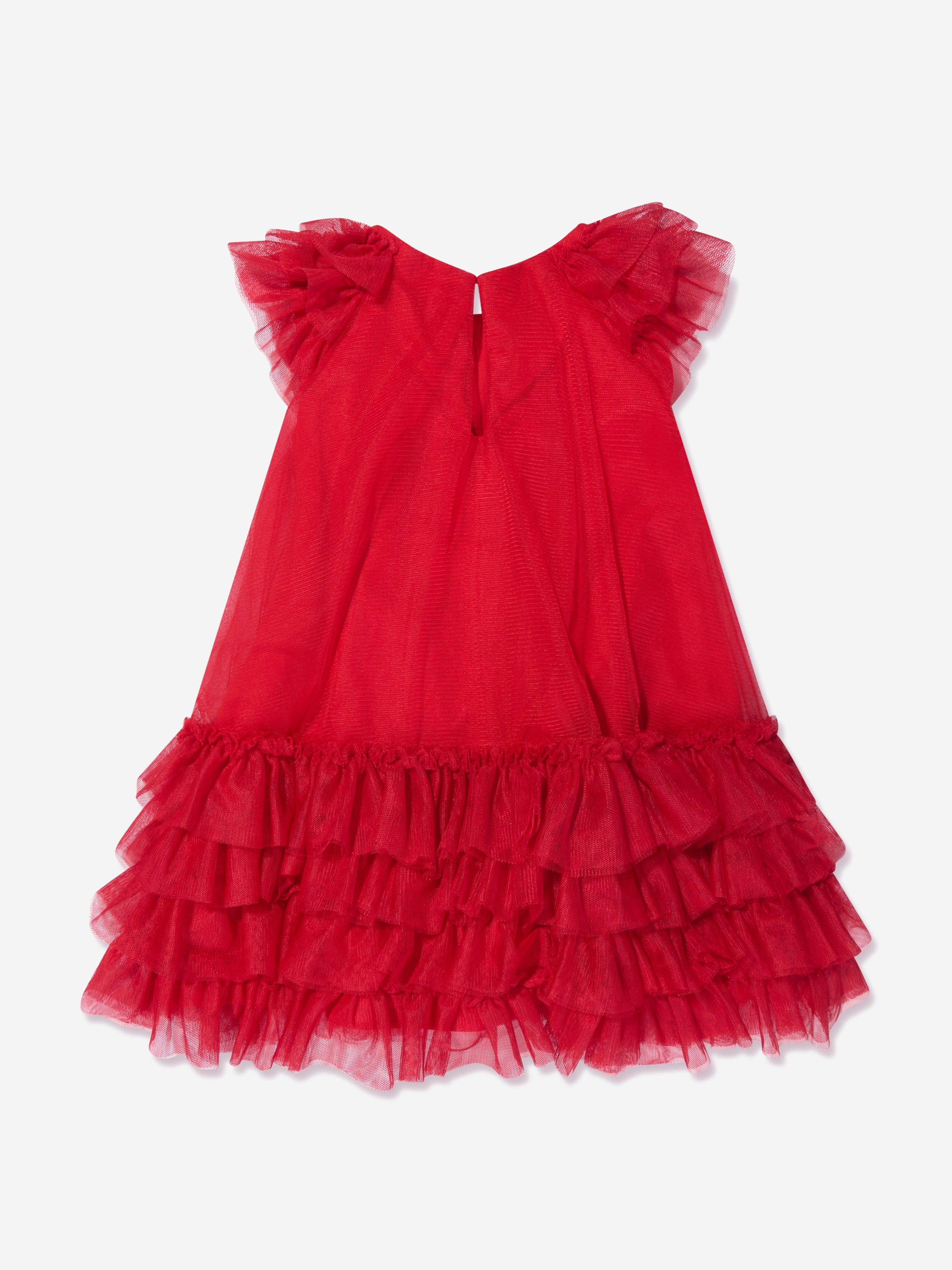 Monnalisa Girls Sleeveless Tulle Dress In Red