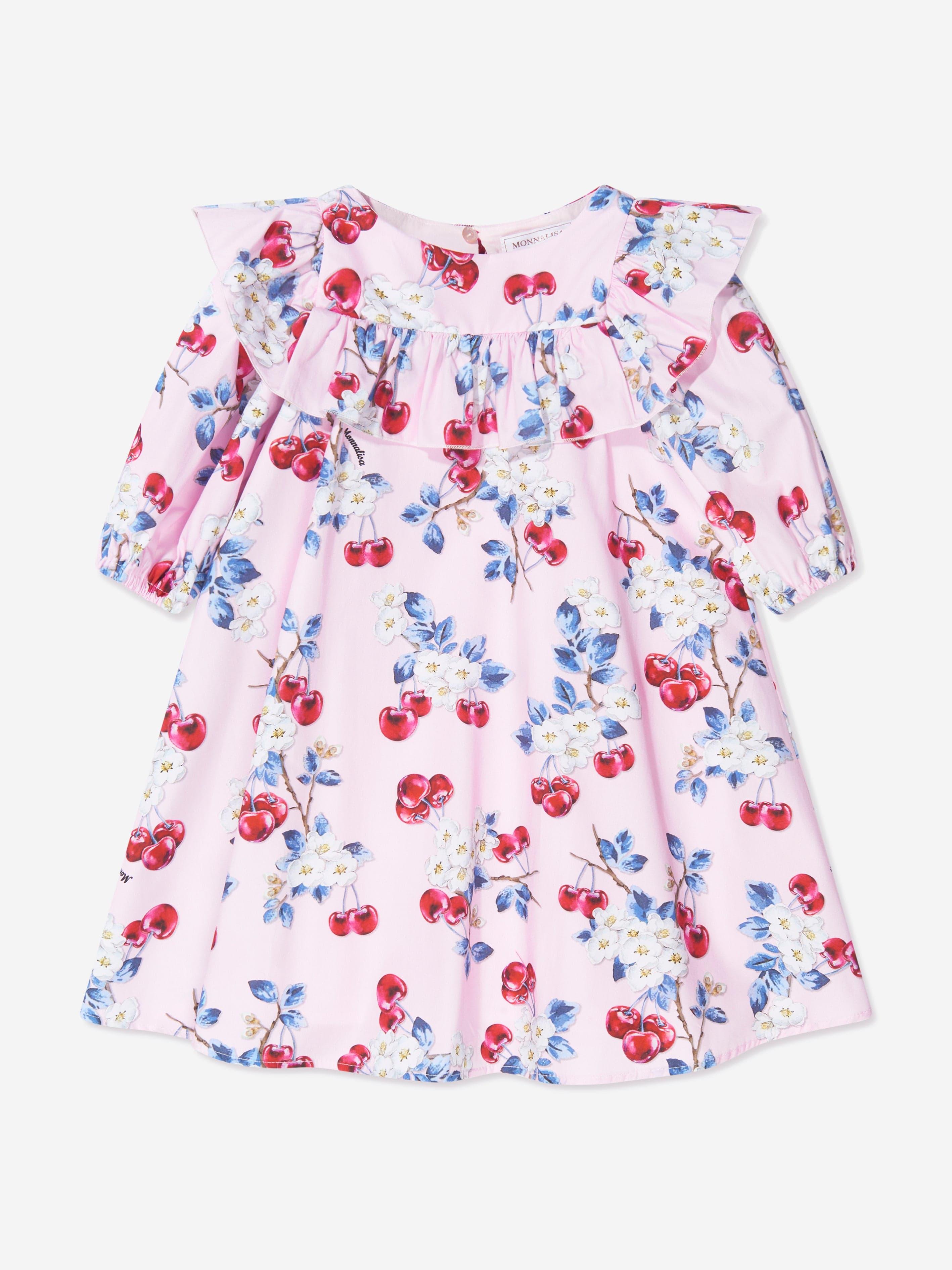 Monnalisa Girls Cherry Print Dress In Pink