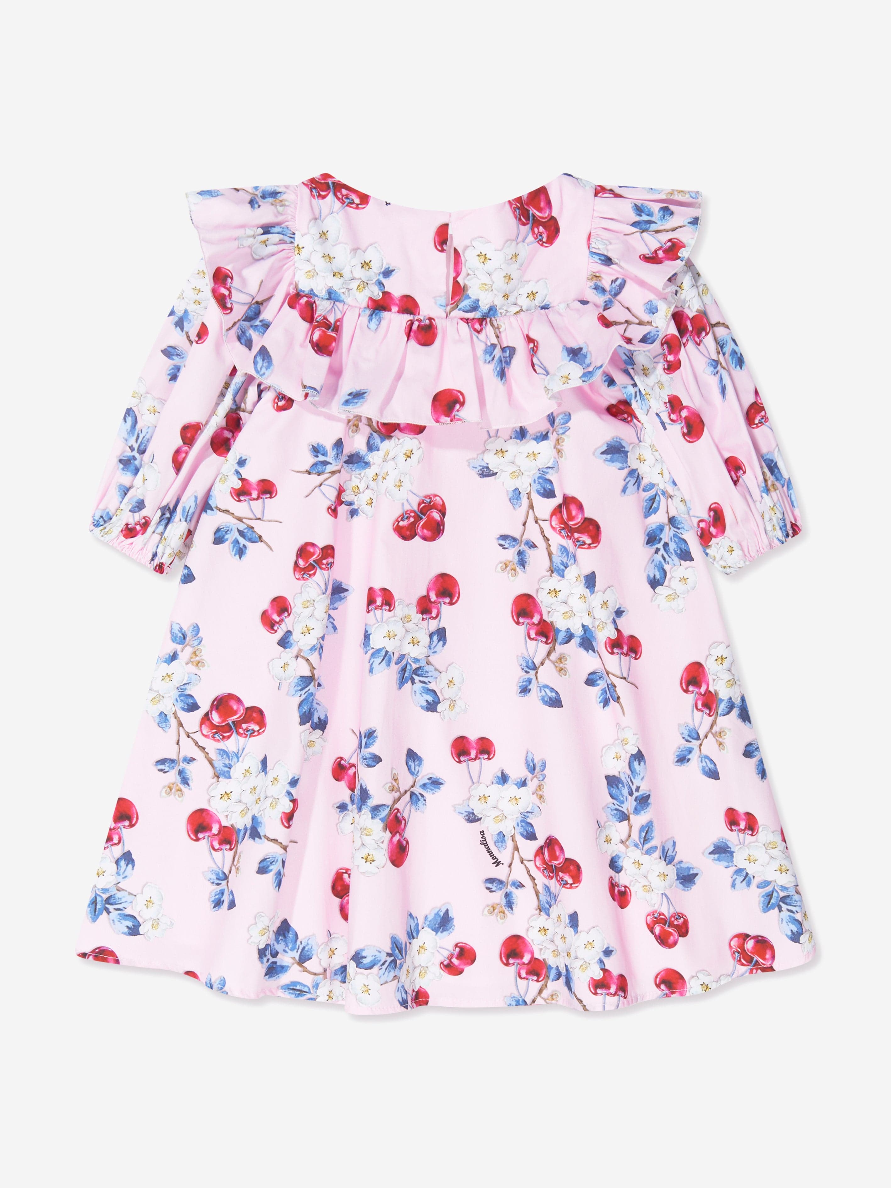 Monnalisa Girls Cherry Print Dress In Pink