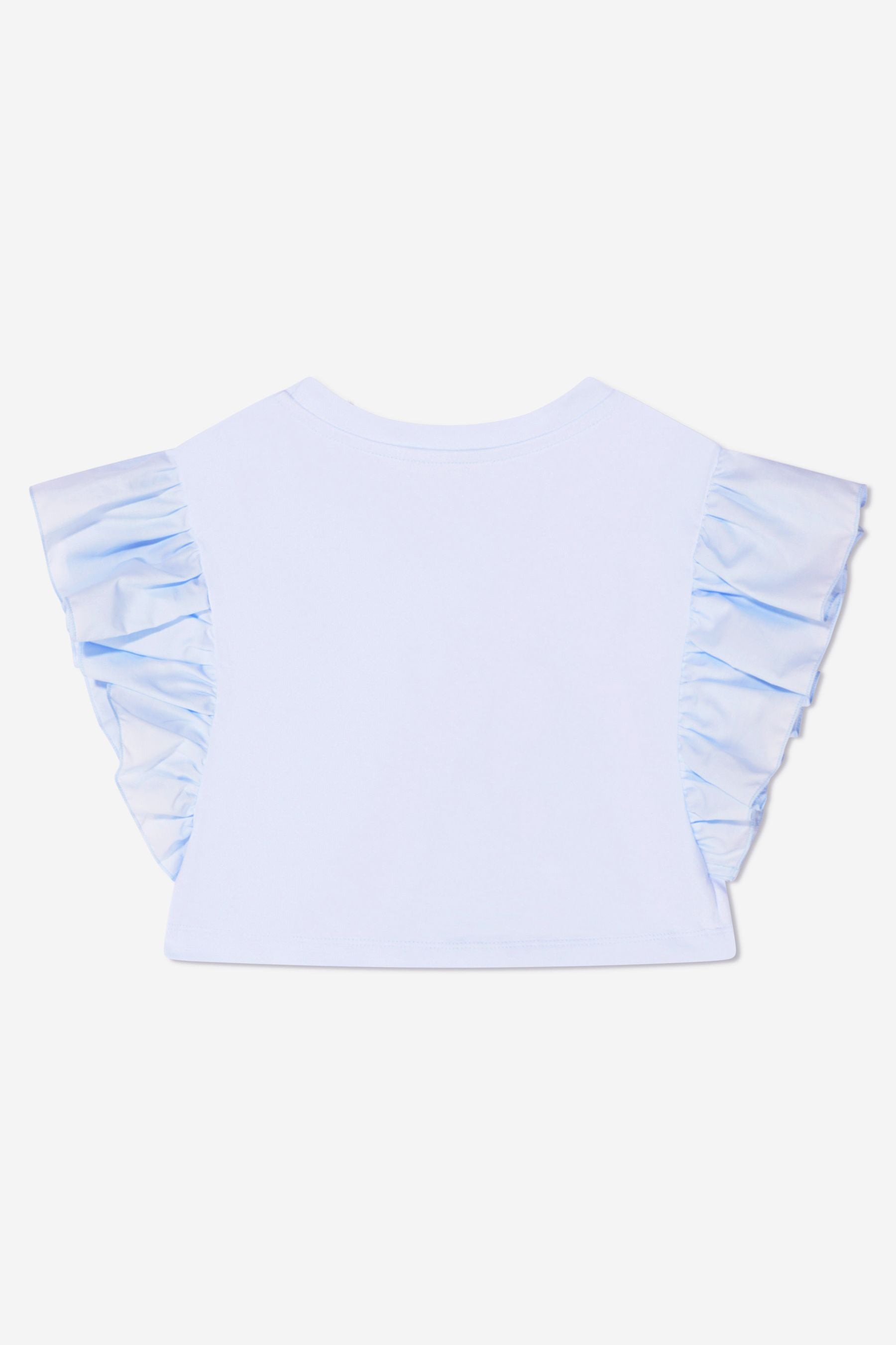 Monnalisa Girls Cropped Cherry T-Shirt in Blue