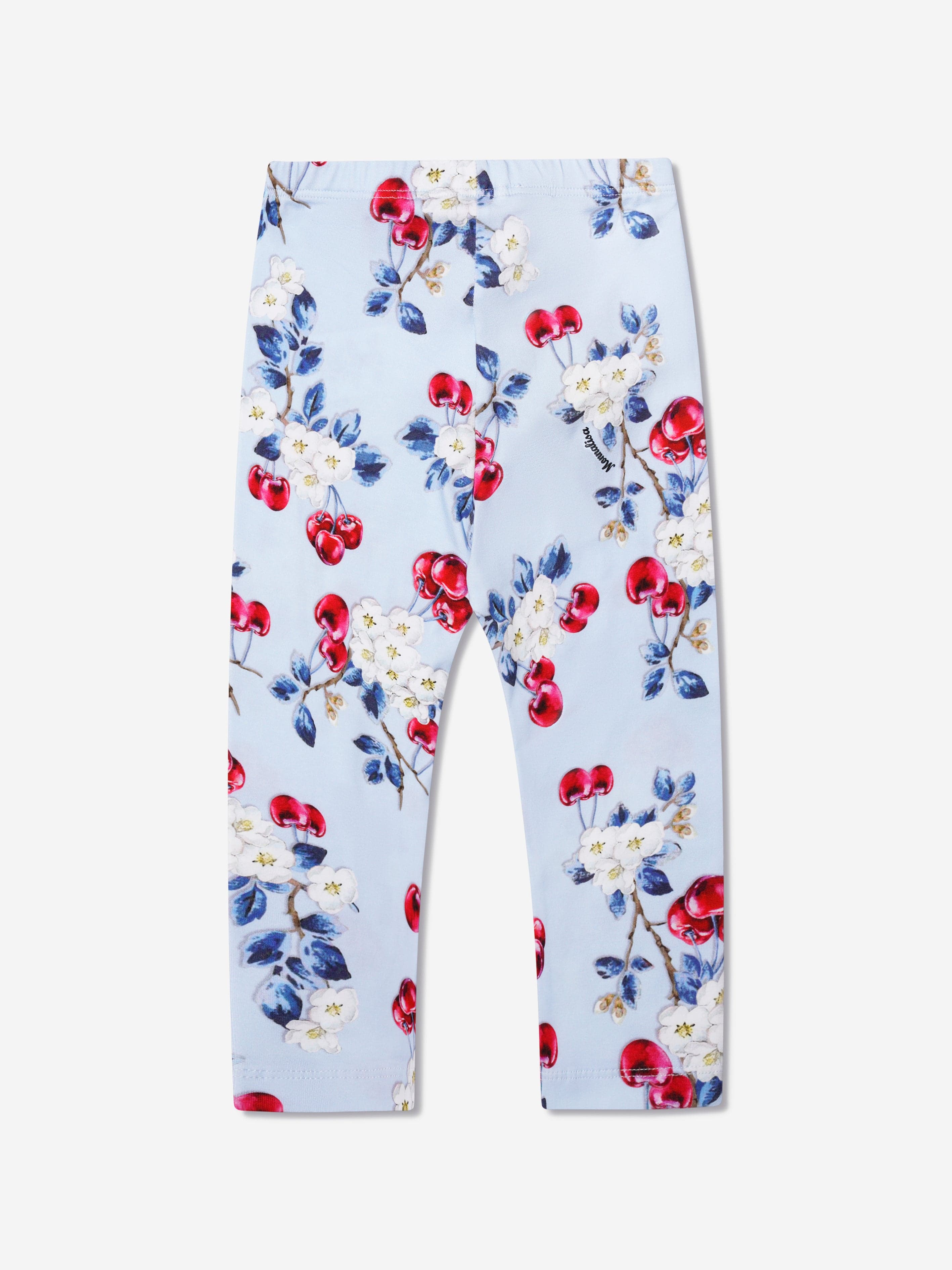 Monnalisa Girls Cherry Print Leggings In Blue