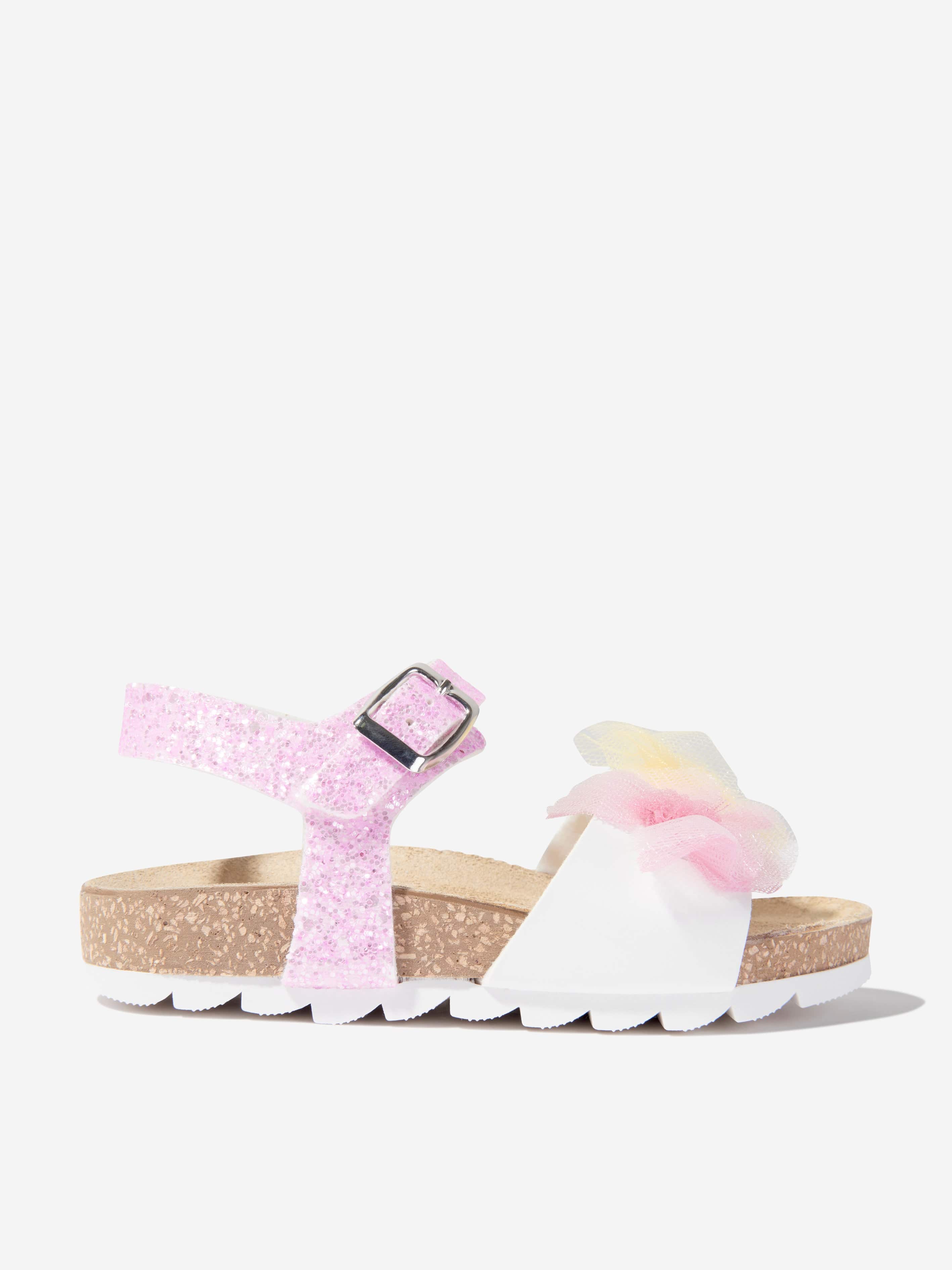 Monnalisa Girls Butterfly Glitter Sandals In White