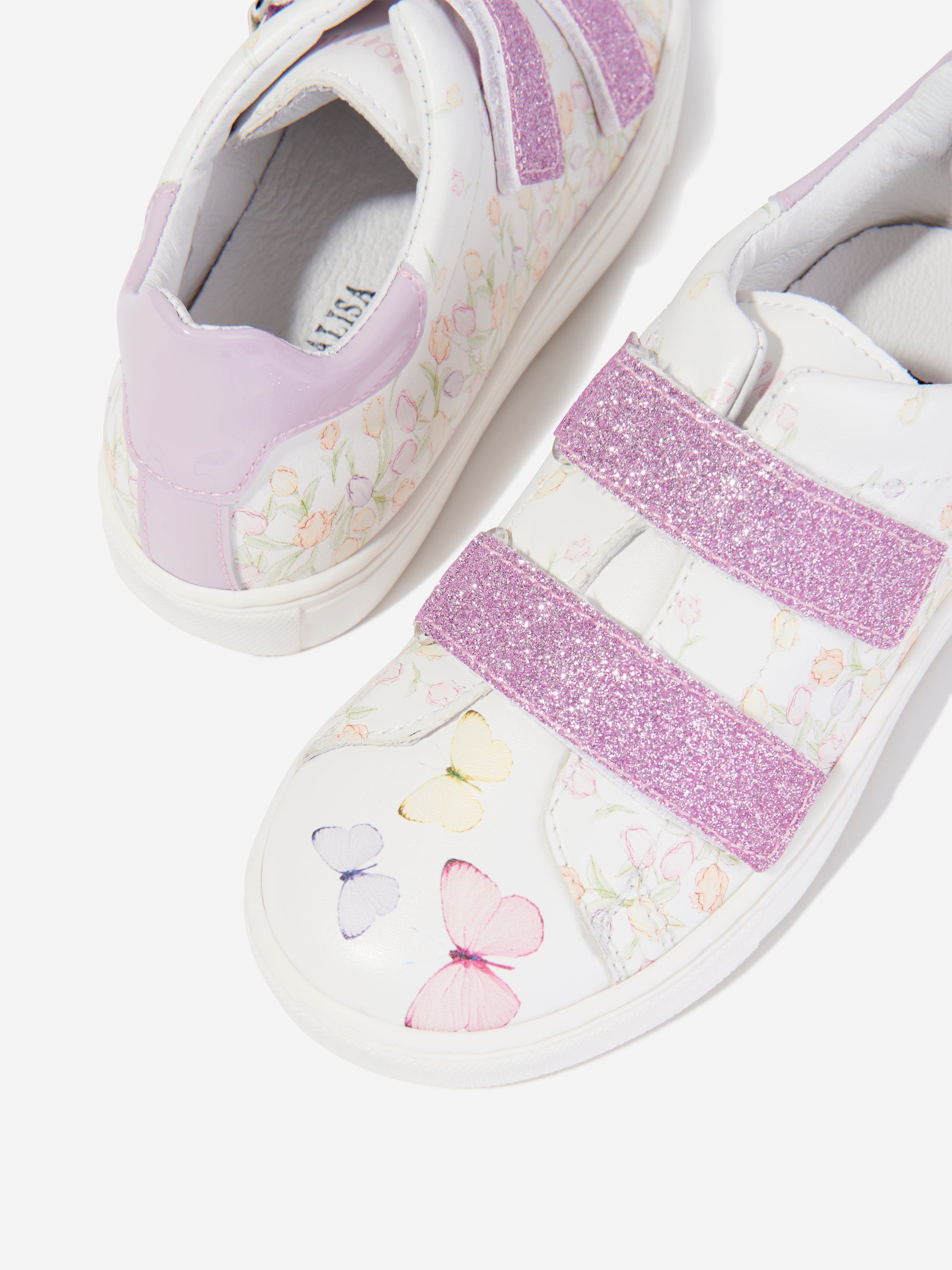 Monnalisa Girls Tulip Velcro Strap Trainers In White