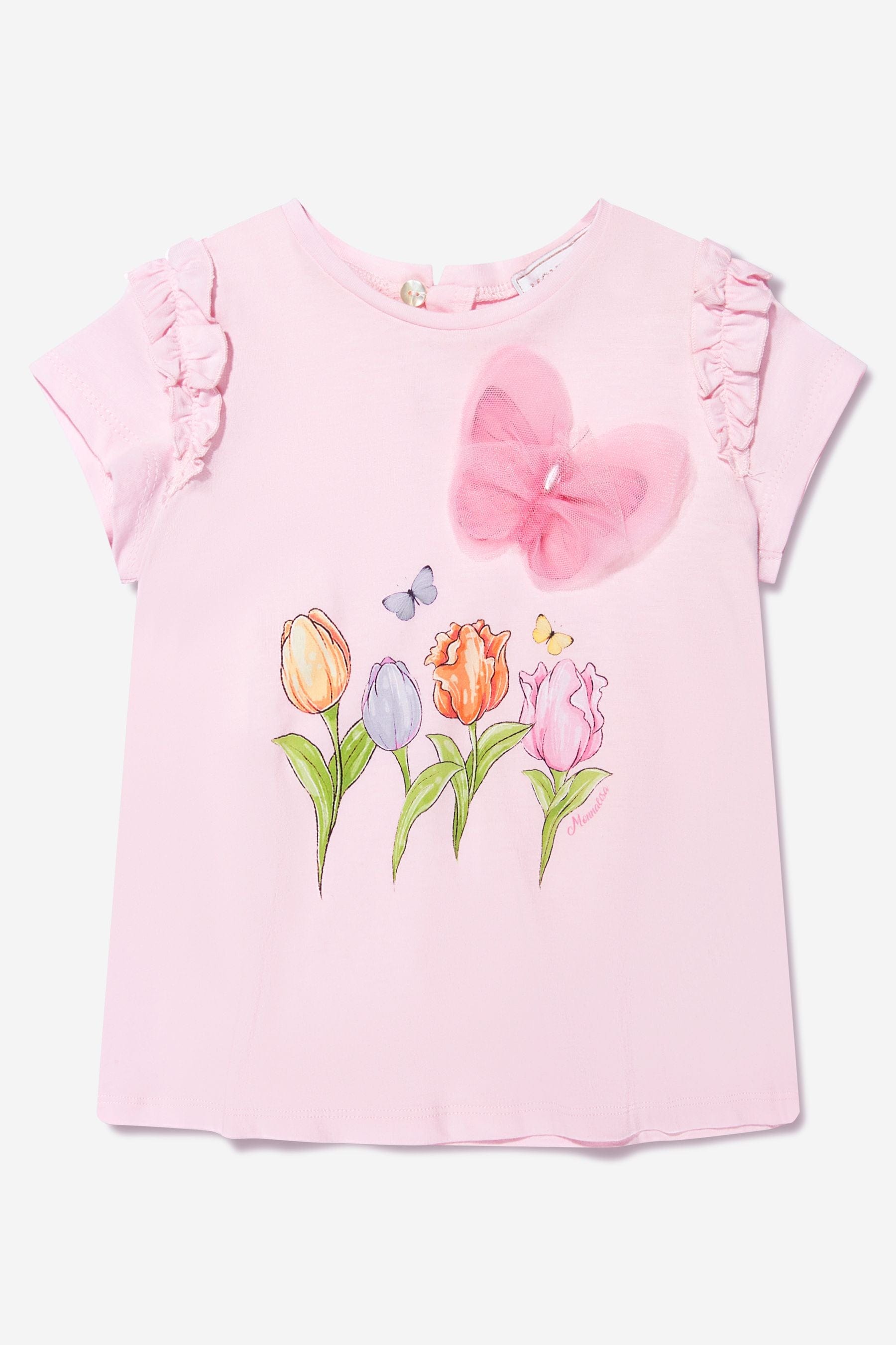 Monnalisa Baby Girls Tulips Maxi T-Shirt In Pink