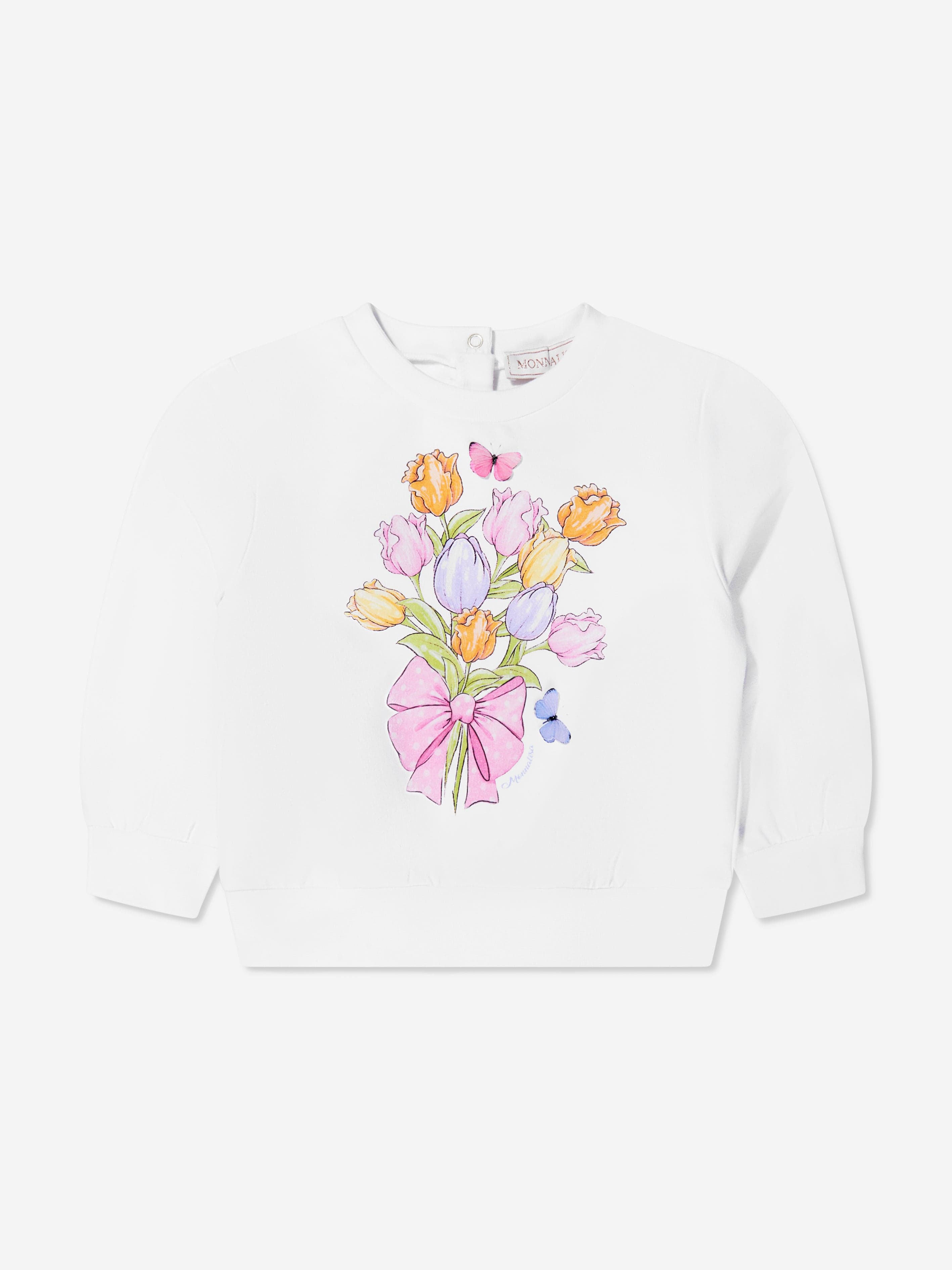 Monnalisa Baby Girls Tulip Bouquet Sweatshirt In White