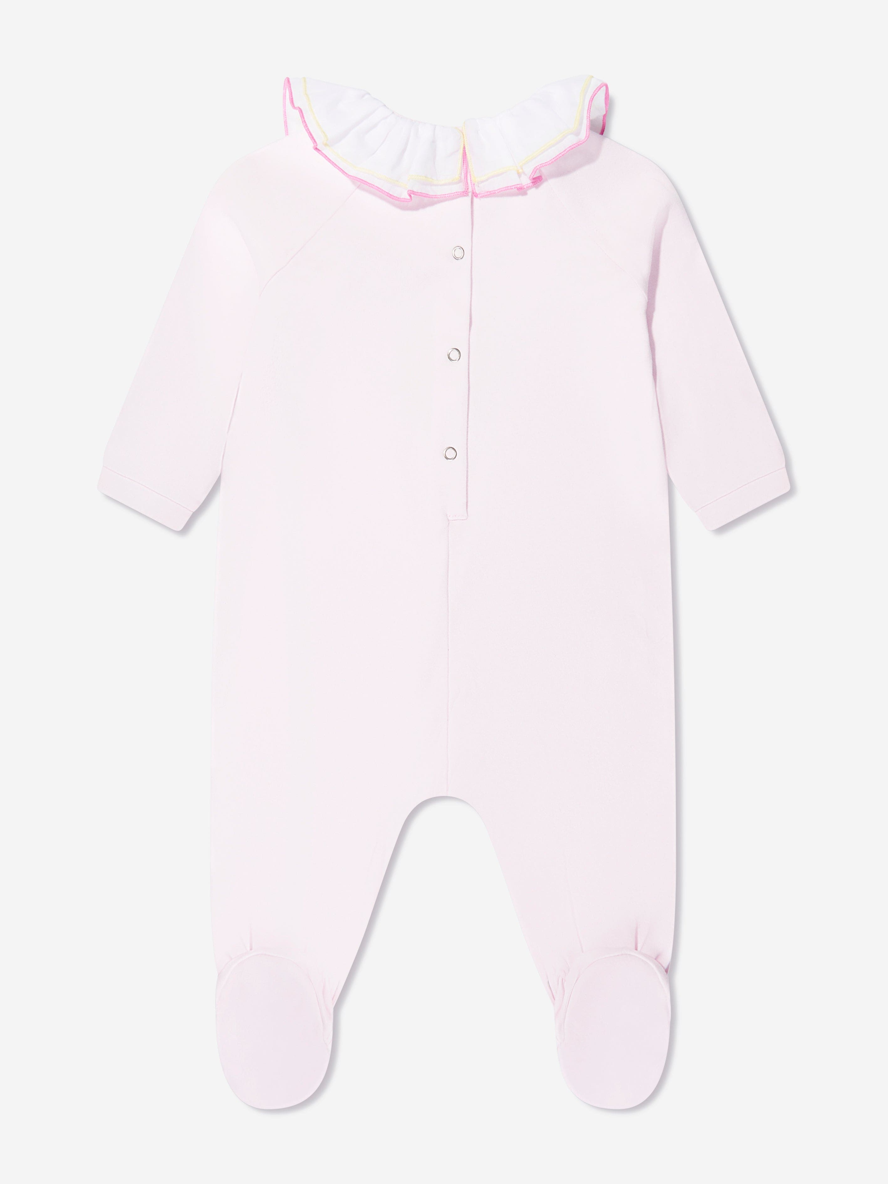 Monnalisa Baby Girls Teddy Bear Babygrow In Pink