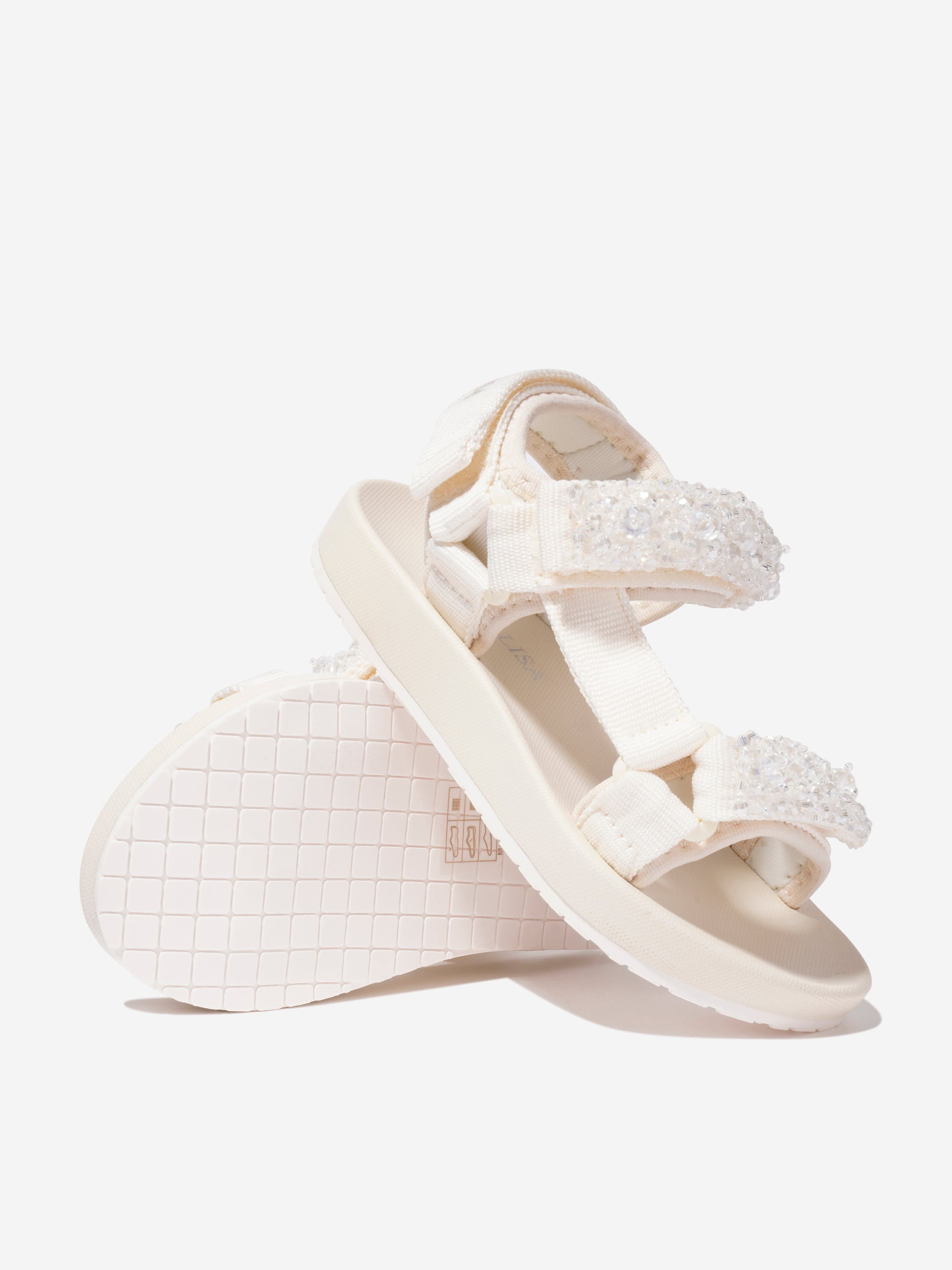 Monnalisa Girls Soft Embellished Sandals In Cream