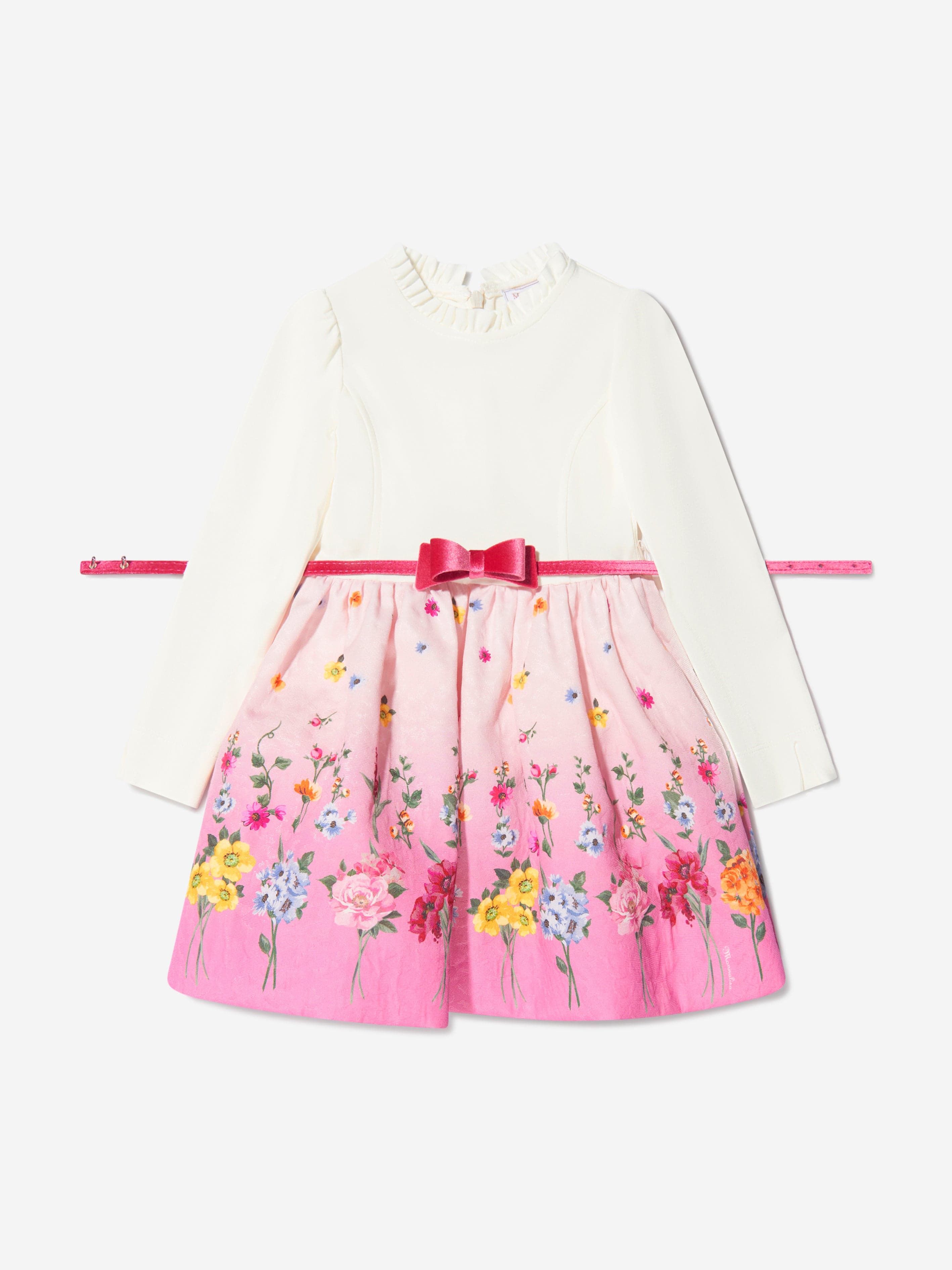 Monnalisa Girls Floral Brocade Dress