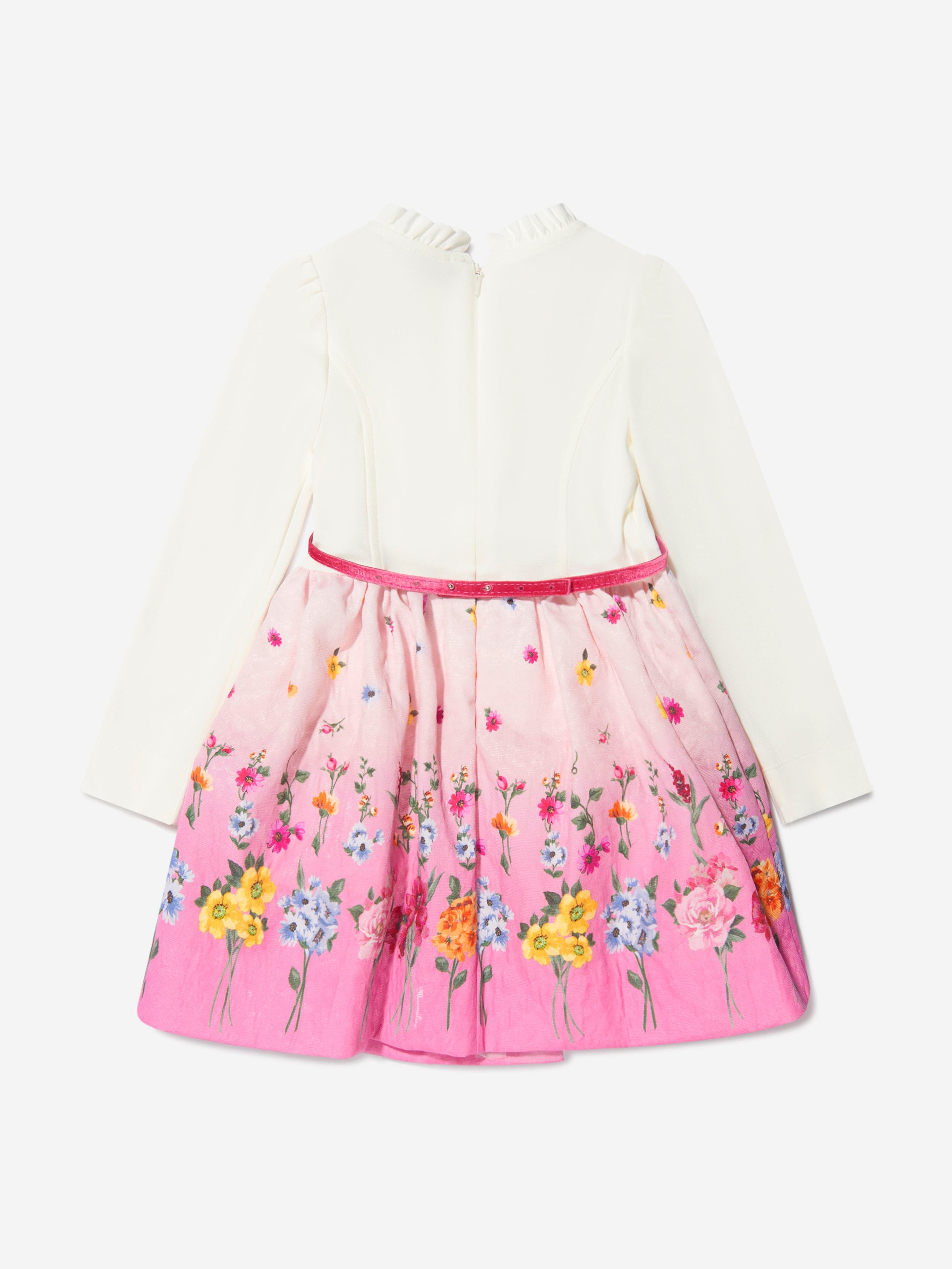 Monnalisa Girls Floral Brocade Dress