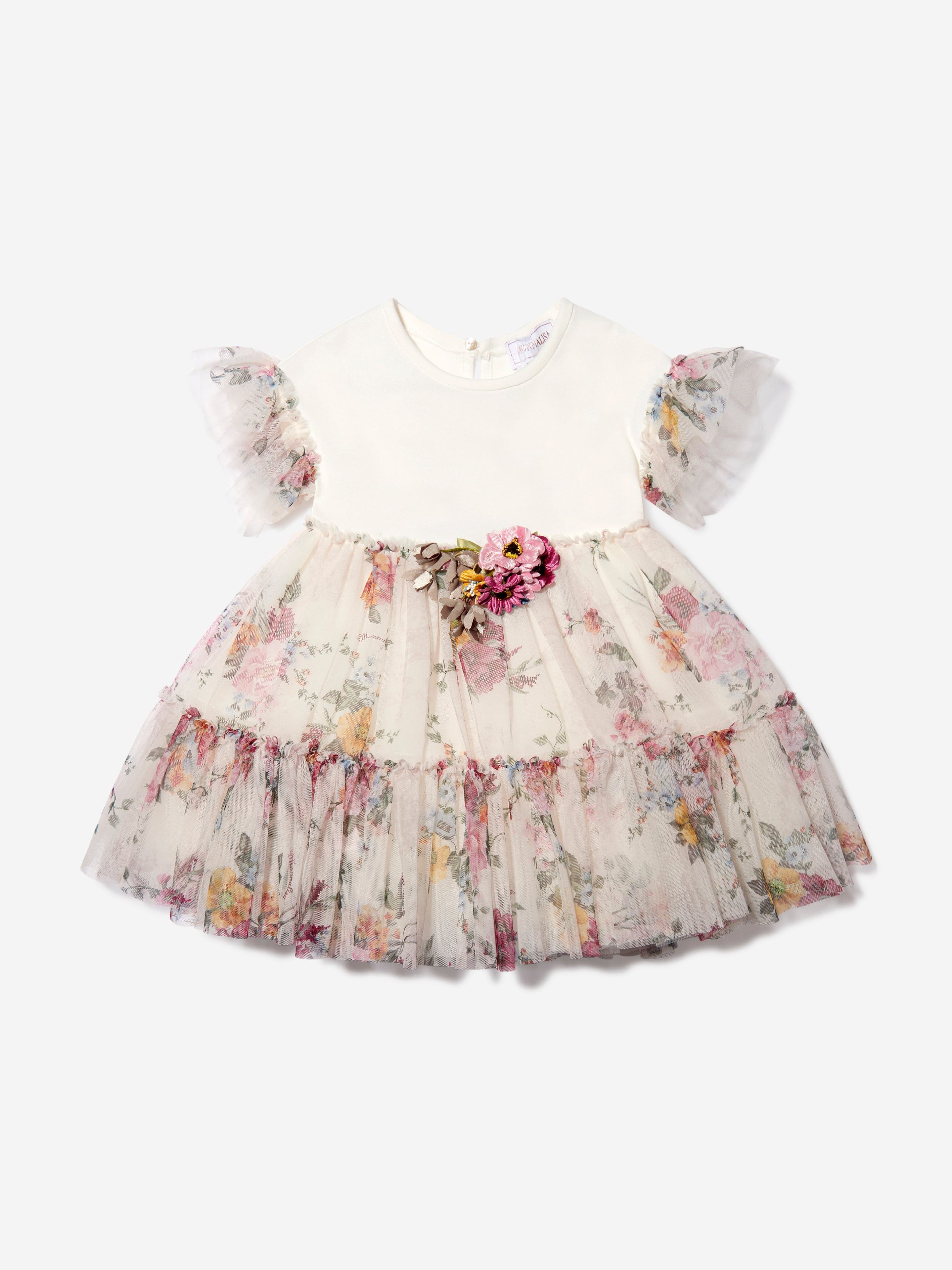 Monnalisa Girls Floral Tulle Dress