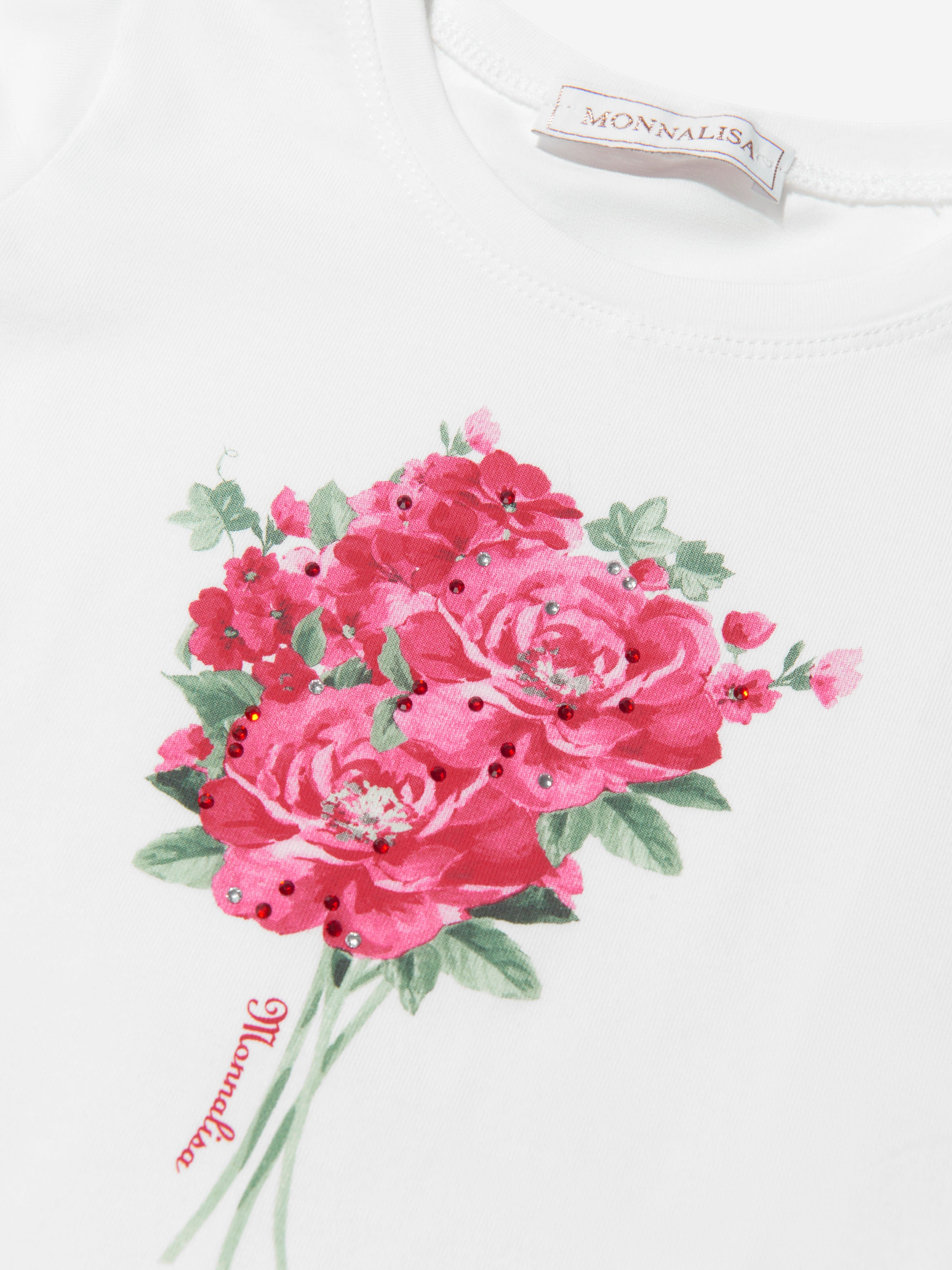 Monnalisa Girls Bouquet Print T-Shirt