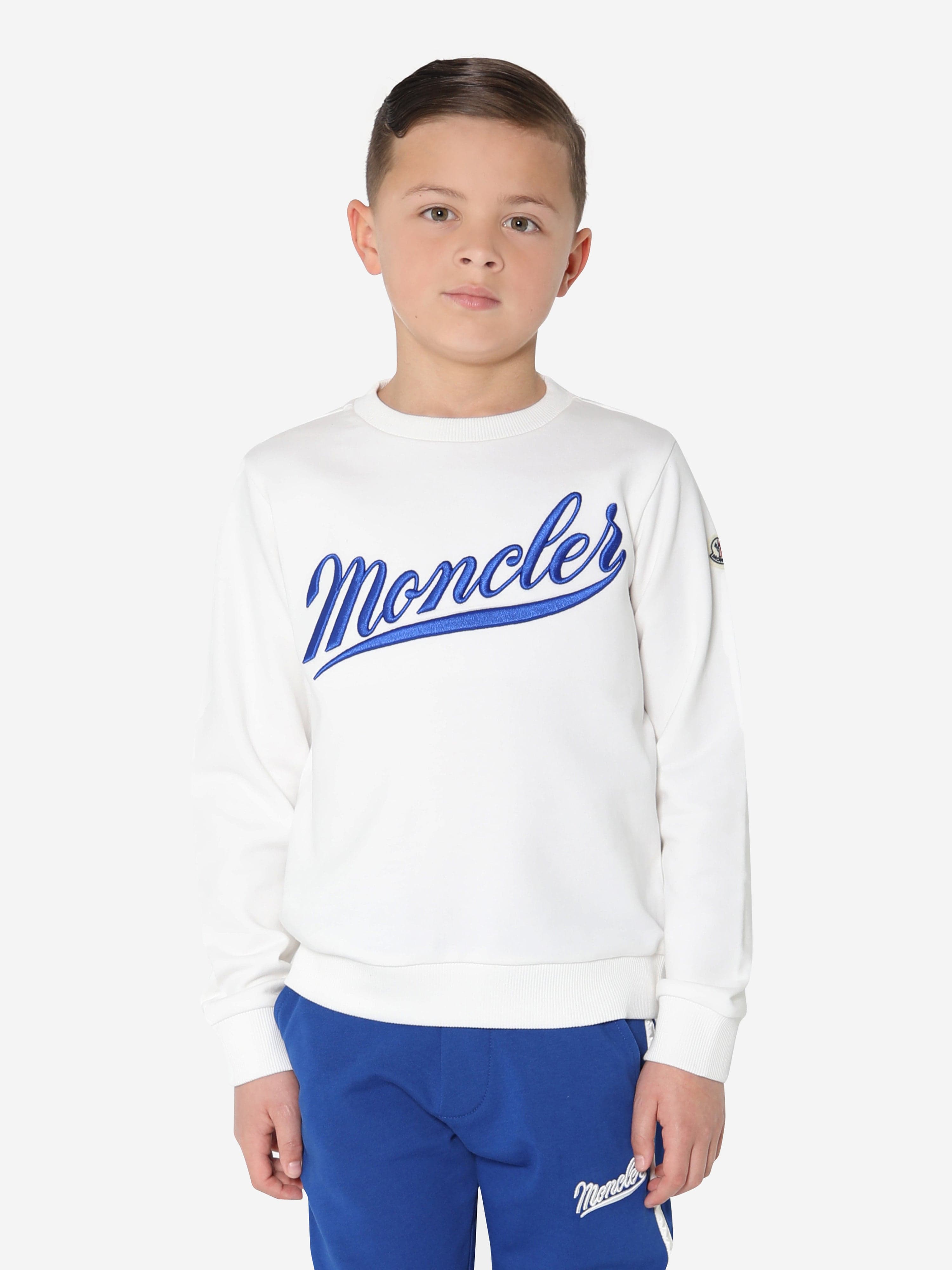 Moncler Enfant Boys Logo Print Sweatshirt in White