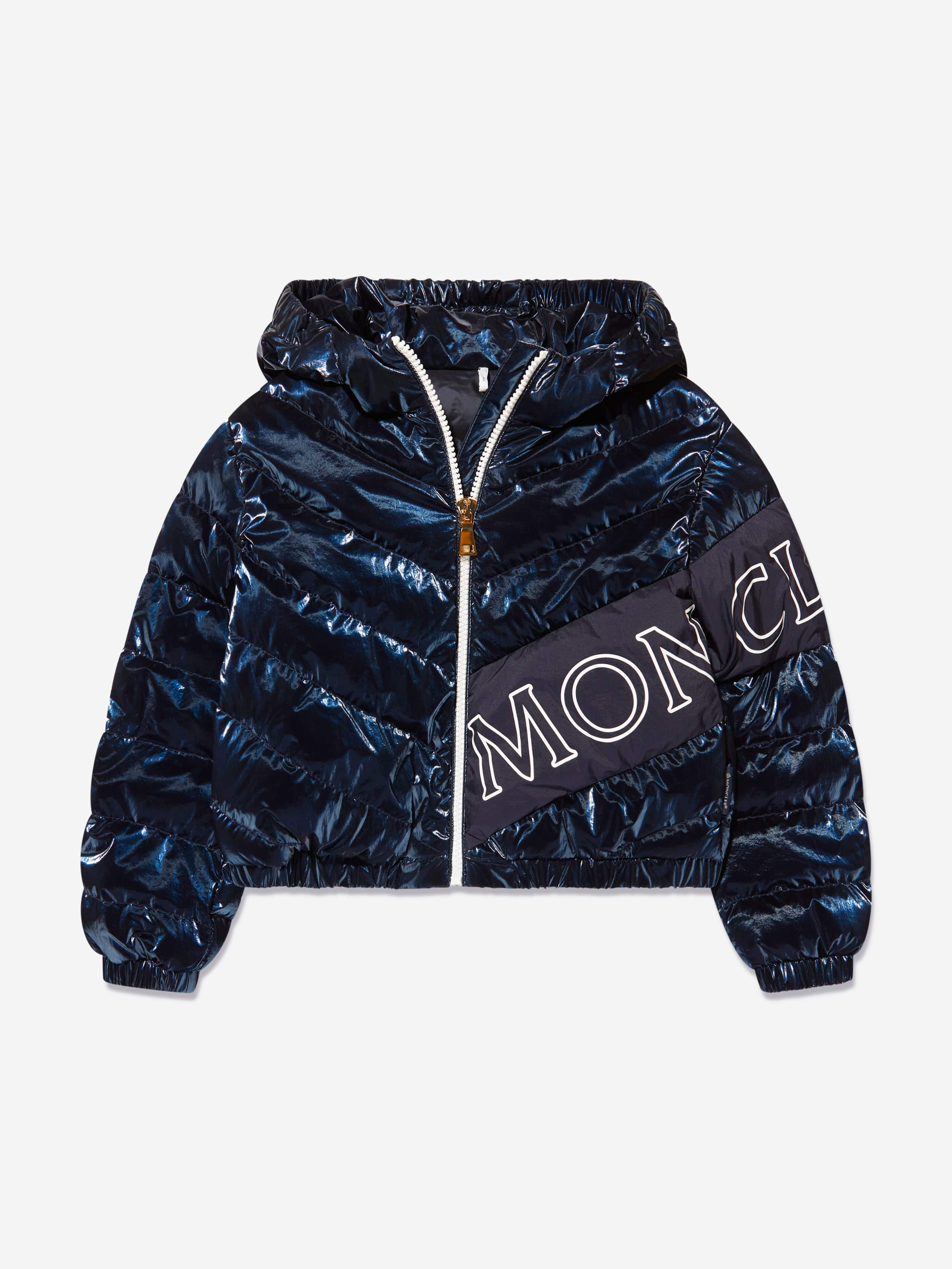 Moncler Enfant Girls Down Padded Vonnes Jacket in Navy