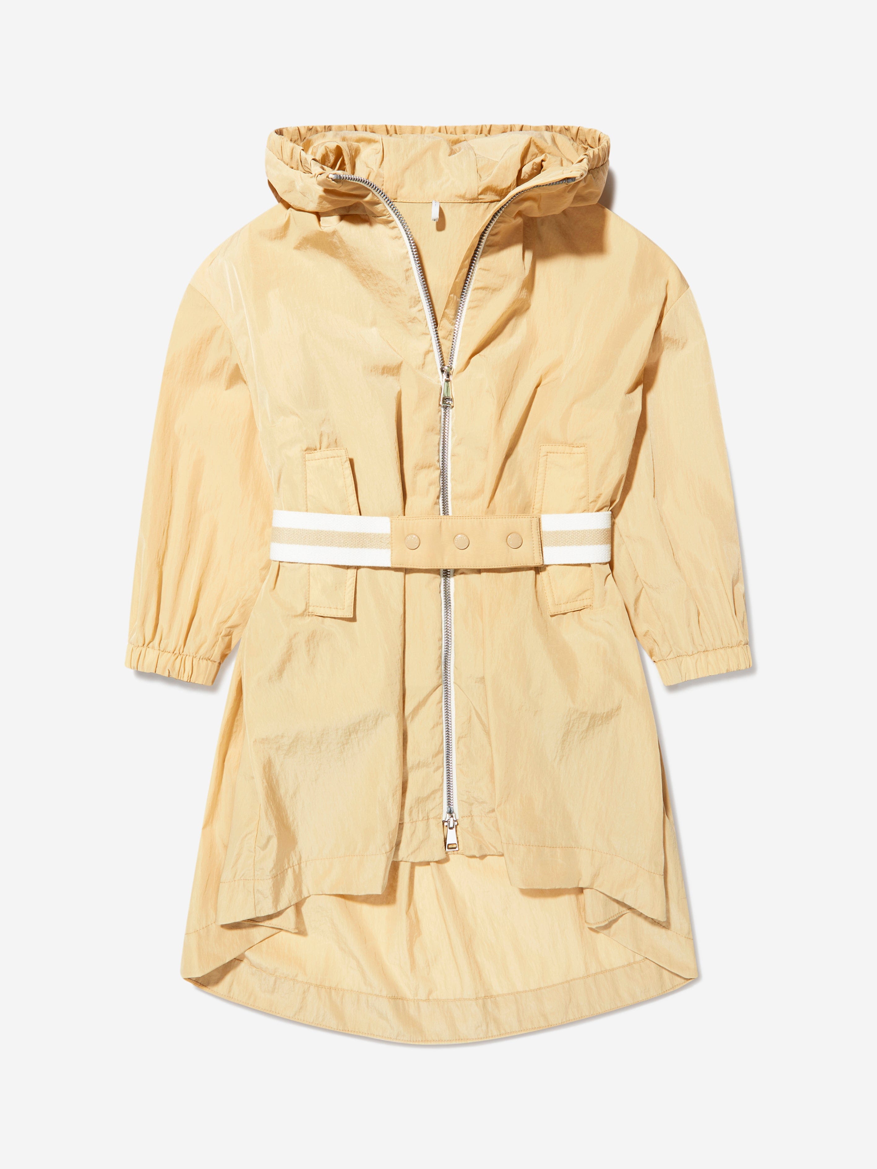 Moncler Enfant Girls Aloysha Long Coat in Cream