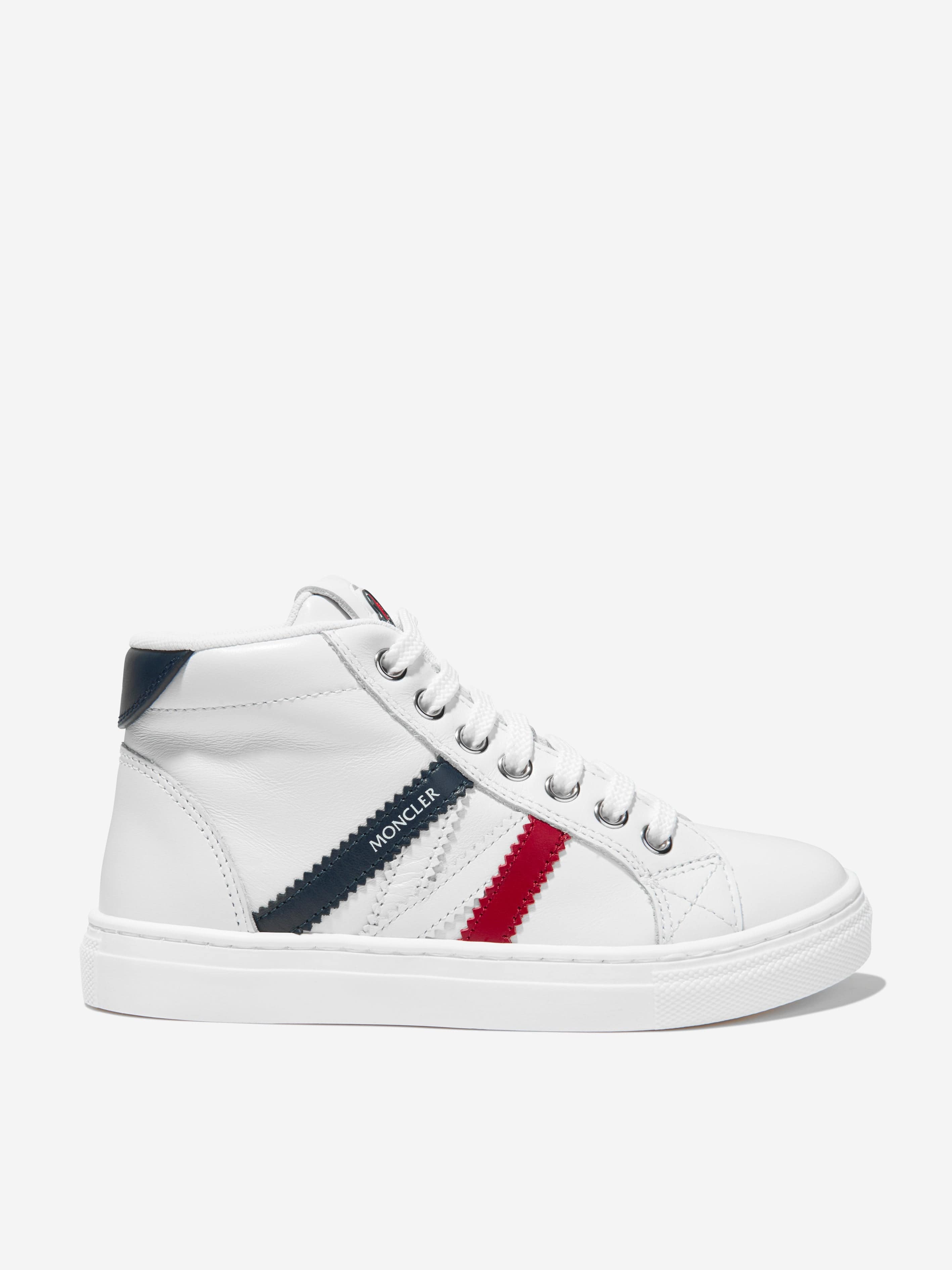 Moncler Enfant Kids Leather Monaco High Top Trainers in White