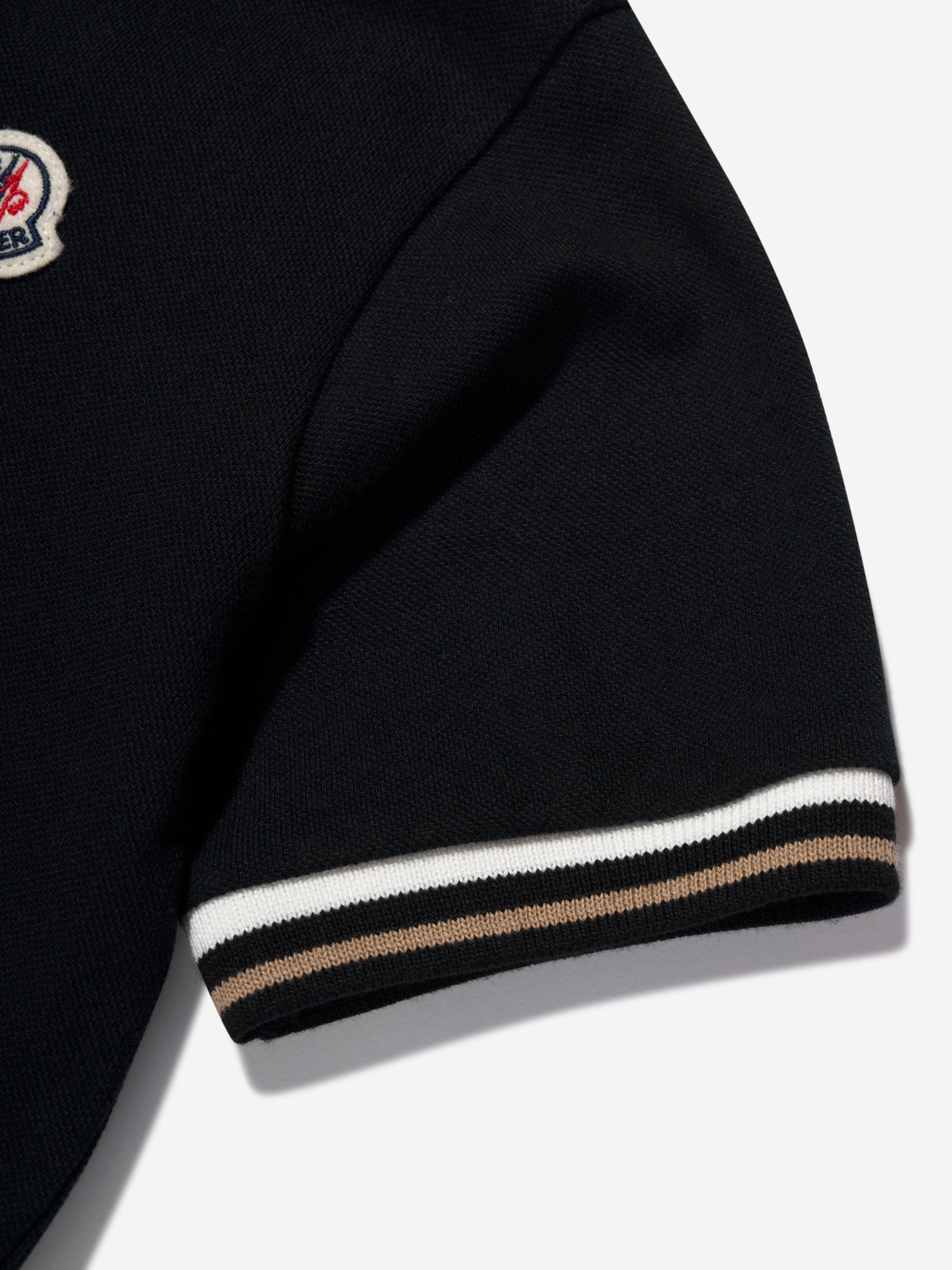 Moncler Enfant Boys Logo Polo Shirt in Black