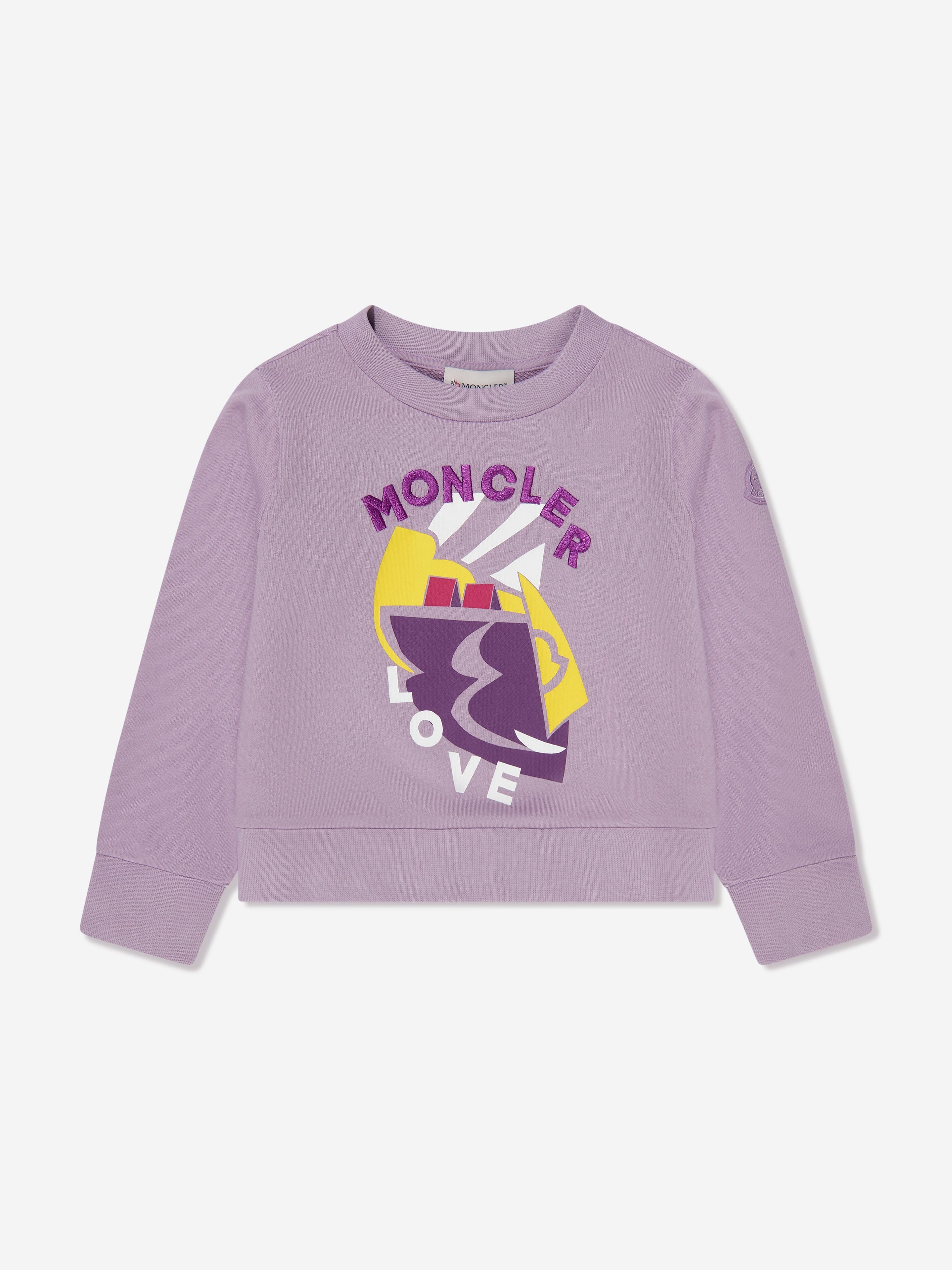 Moncler Enfant Girls Graphic Print Sweatshirt in Lilac