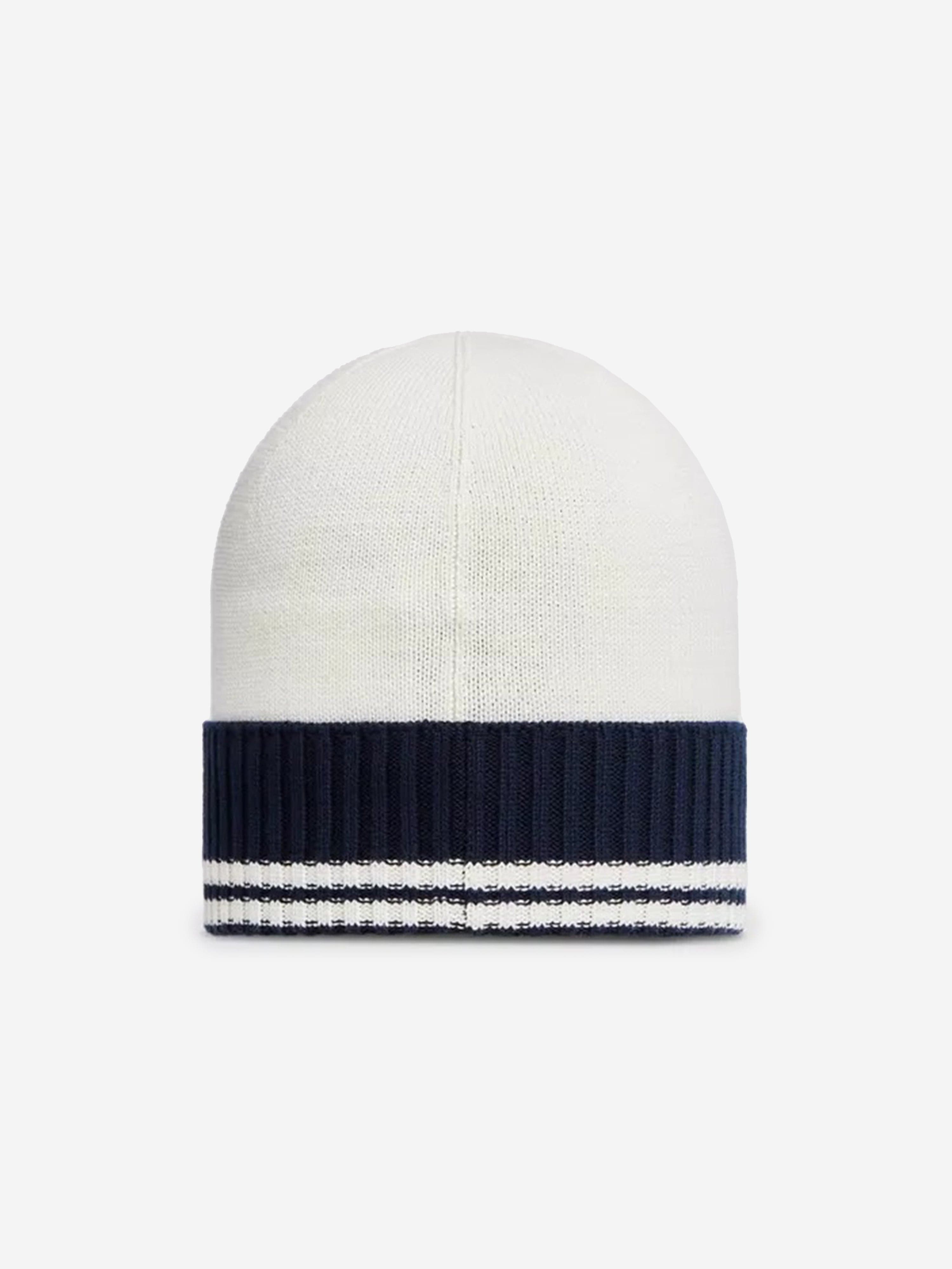 Moncler Enfant Baby Boys Logo Knitted Beanie Hat in White