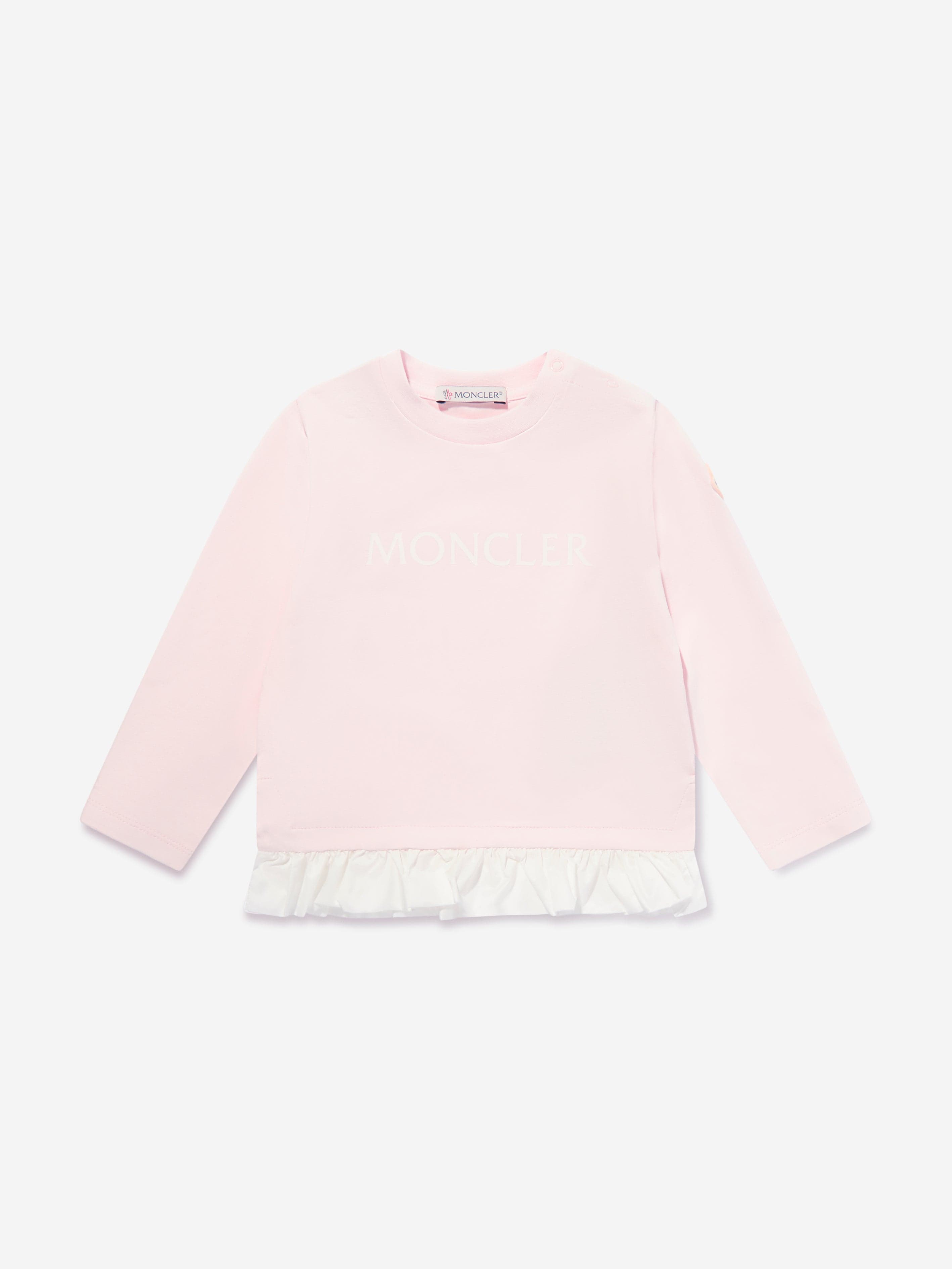 Moncler Enfant Baby Girls Long Sleeve Logo T-Shirt in Pink