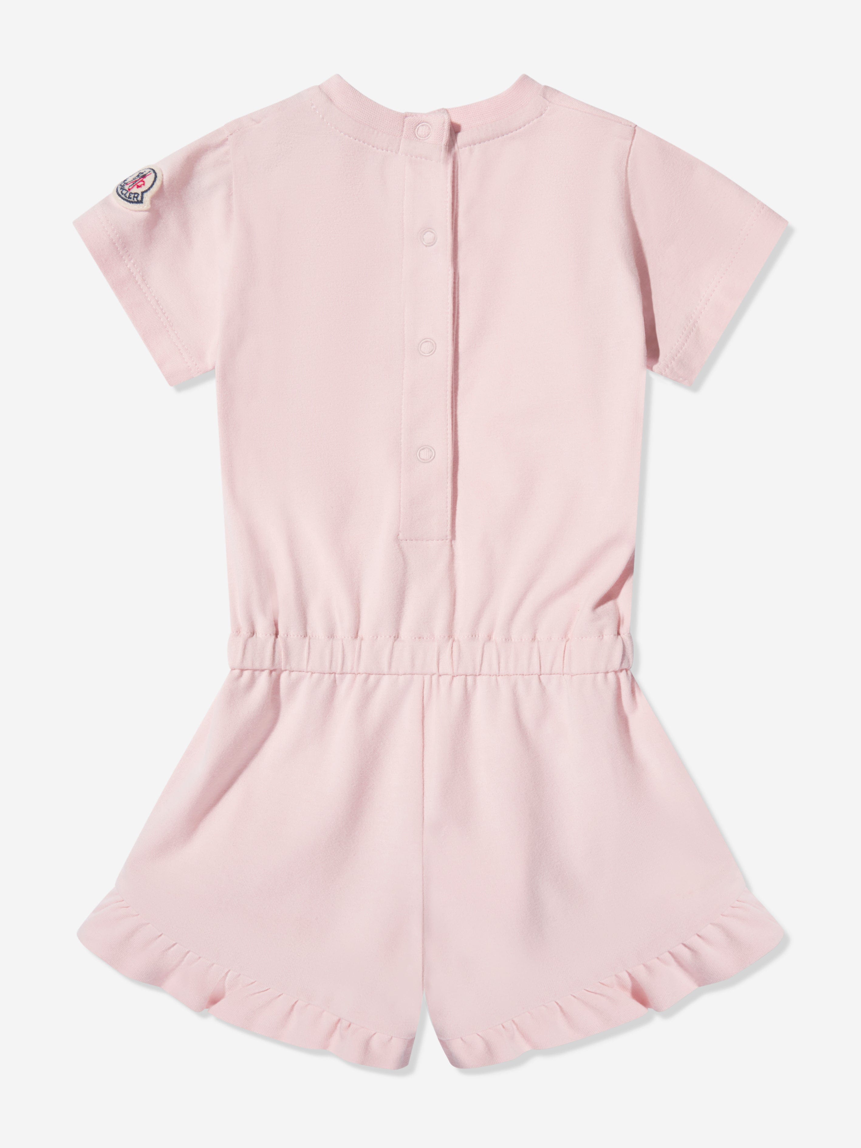 Moncler Enfant Baby Girls Logo Playsuit in Pink