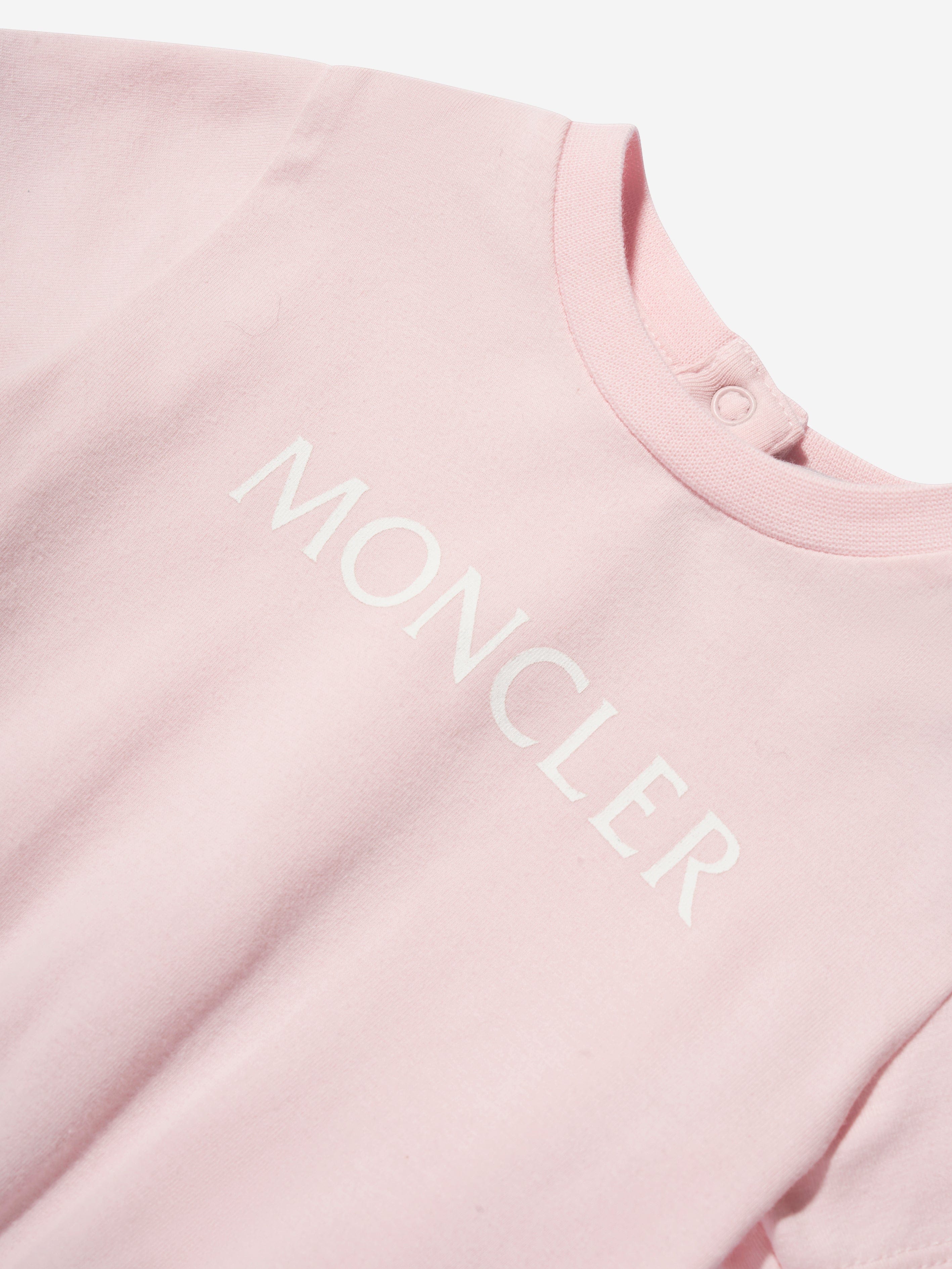 Moncler Enfant Baby Girls Logo Playsuit in Pink