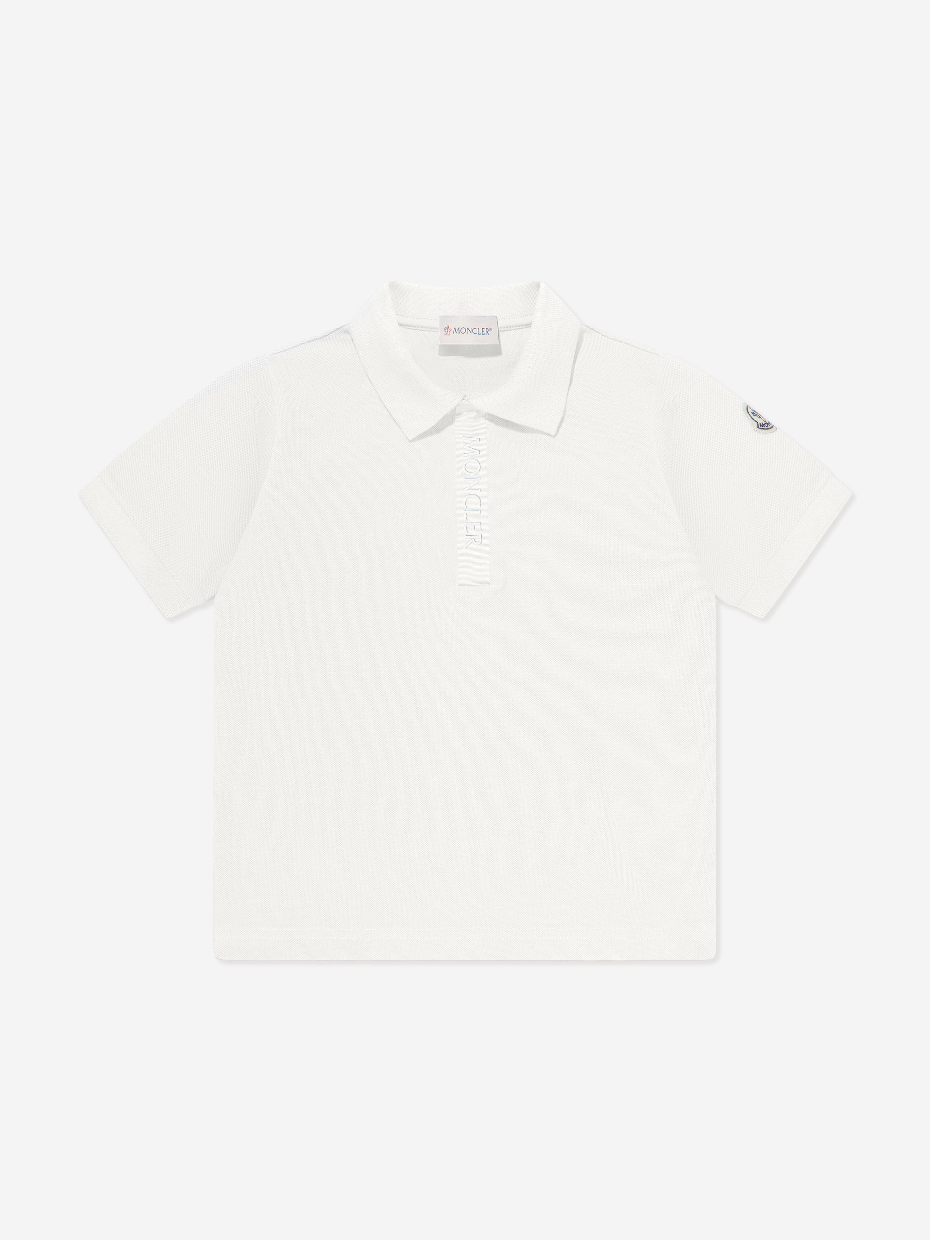 Moncler Enfant Boys Logo Polo Shirt in White