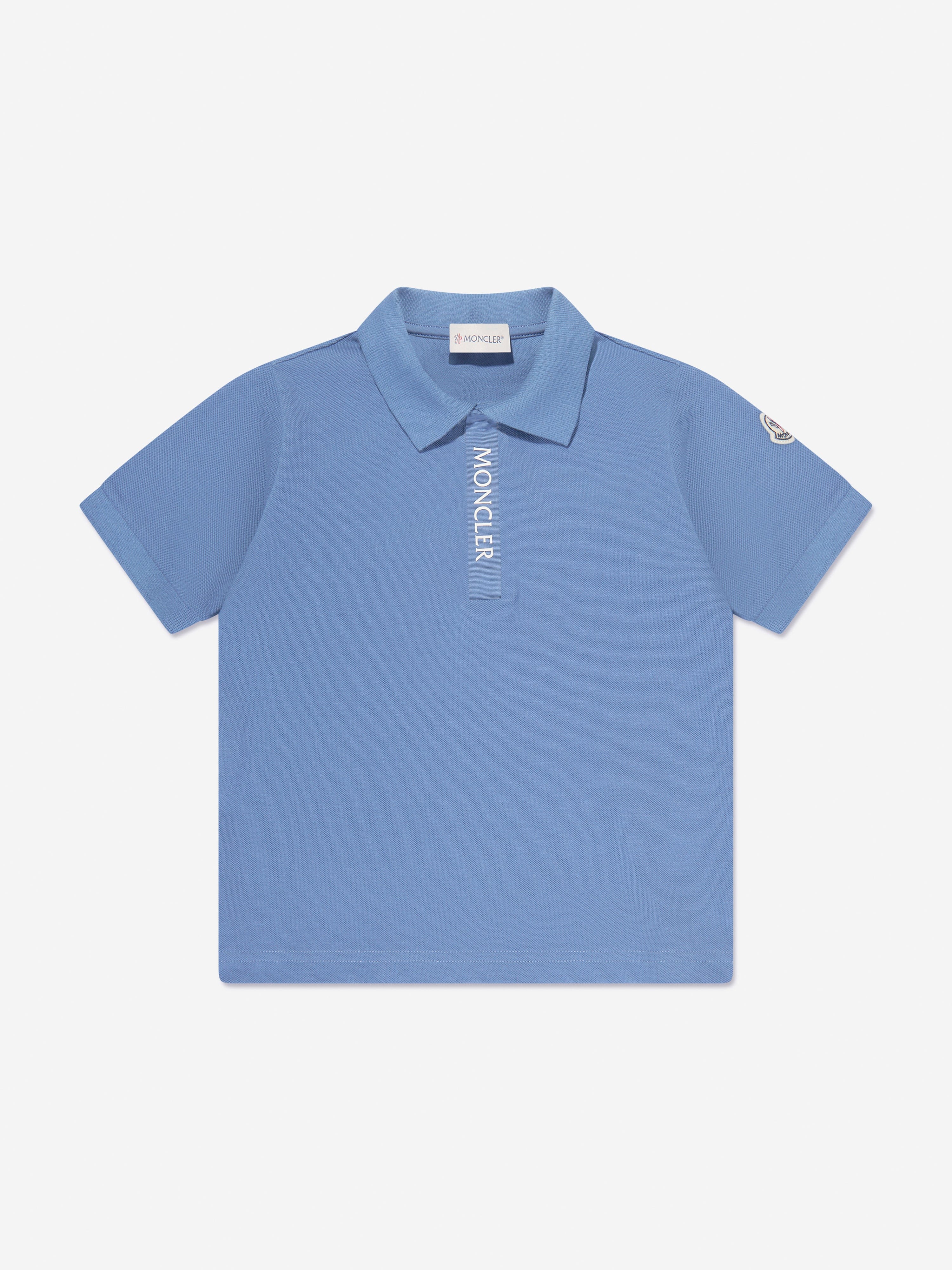 Moncler Enfant Boys Logo Polo Shirt in Blue