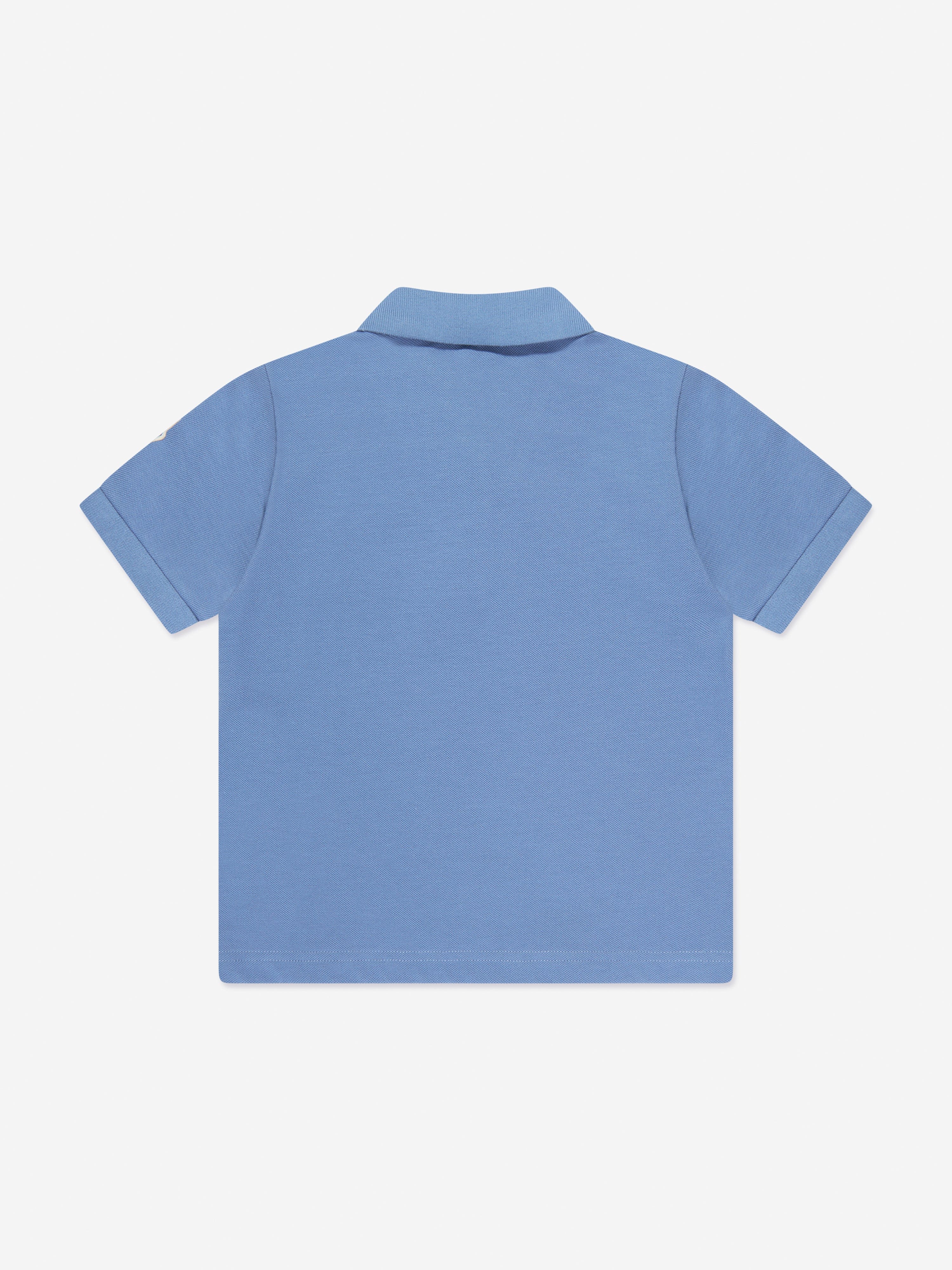 Moncler Enfant Boys Logo Polo Shirt in Blue