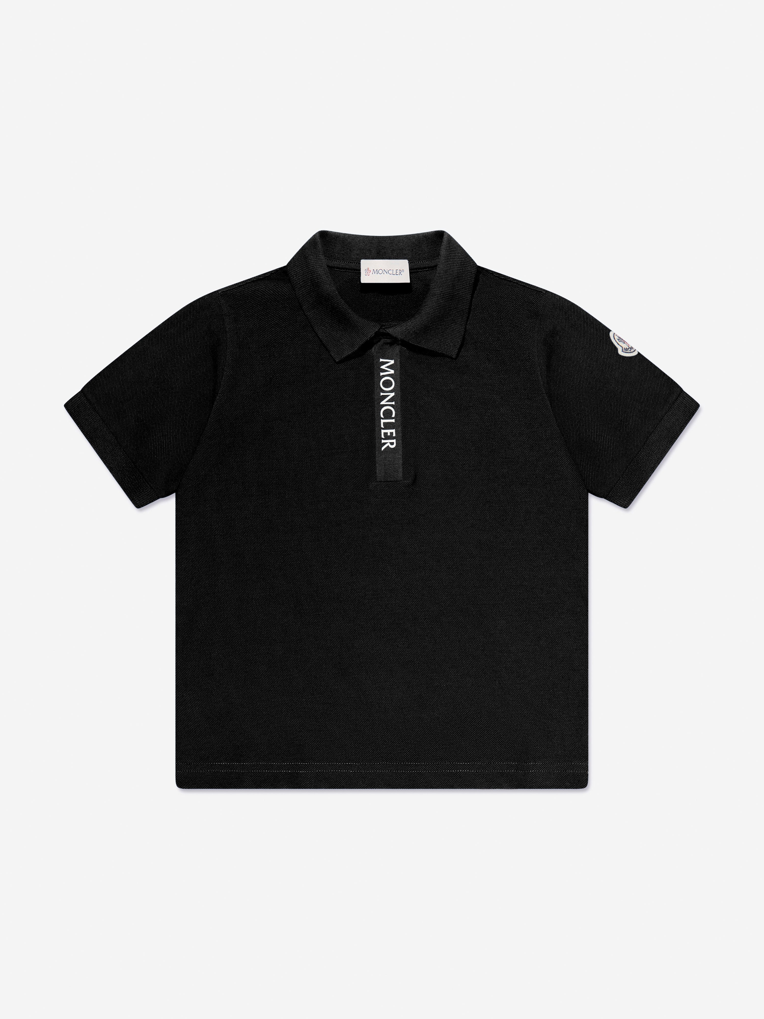 Moncler Enfant Boys Logo Polo Shirt in Black