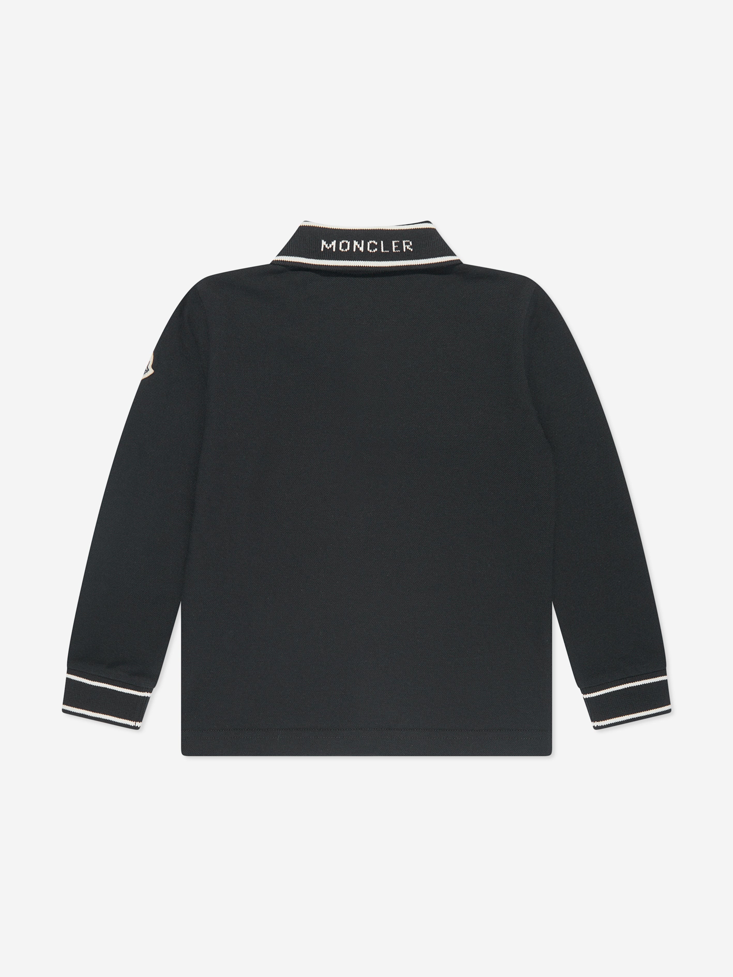 Moncler Enfant Boys Long Sleeve Polo Shirt in Black