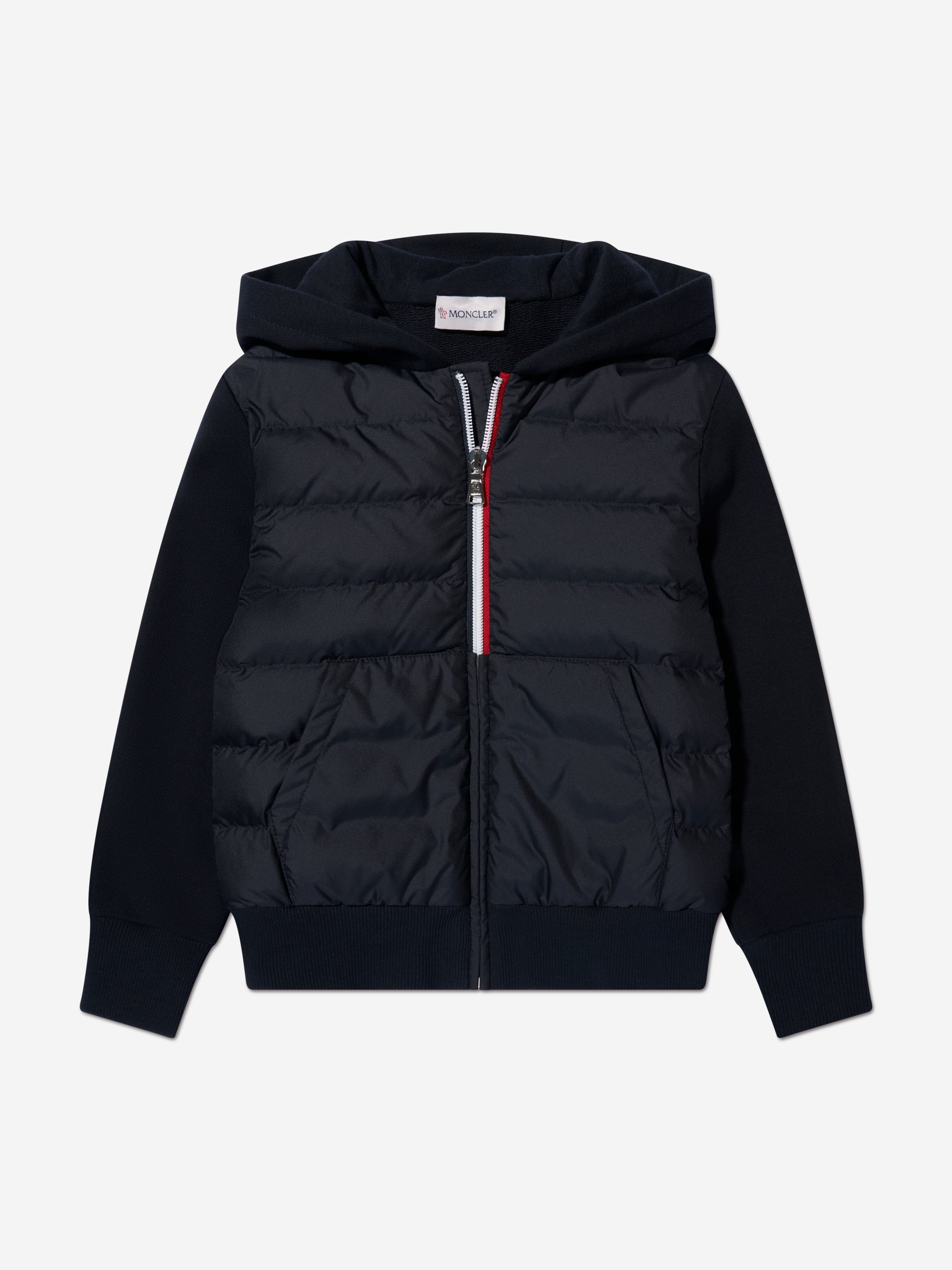 Moncler Enfant Boys Down Padded Zip Up Cardigan in Navy