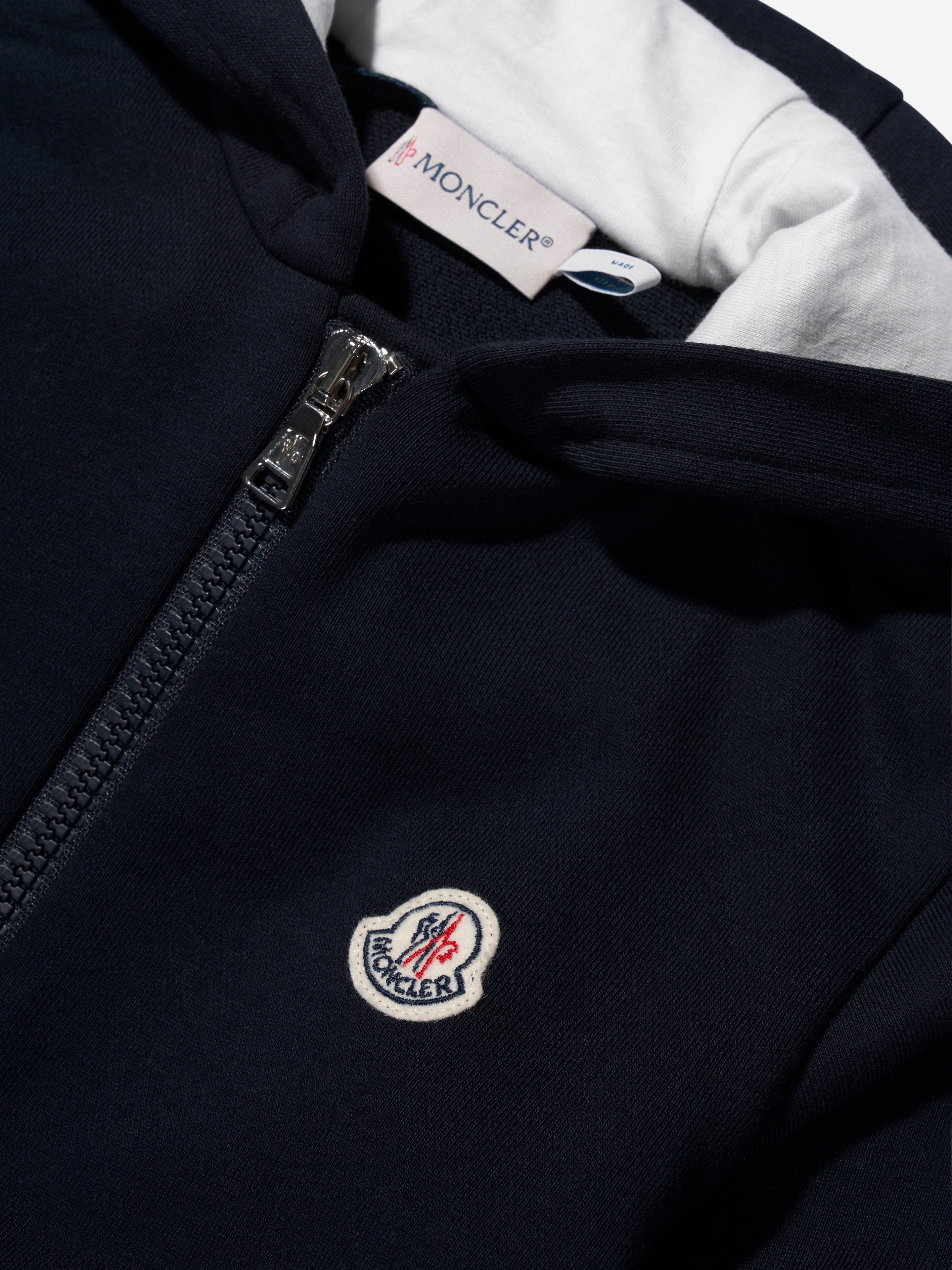 Moncler Enfant Boys Logo Zip Up Top in Navy