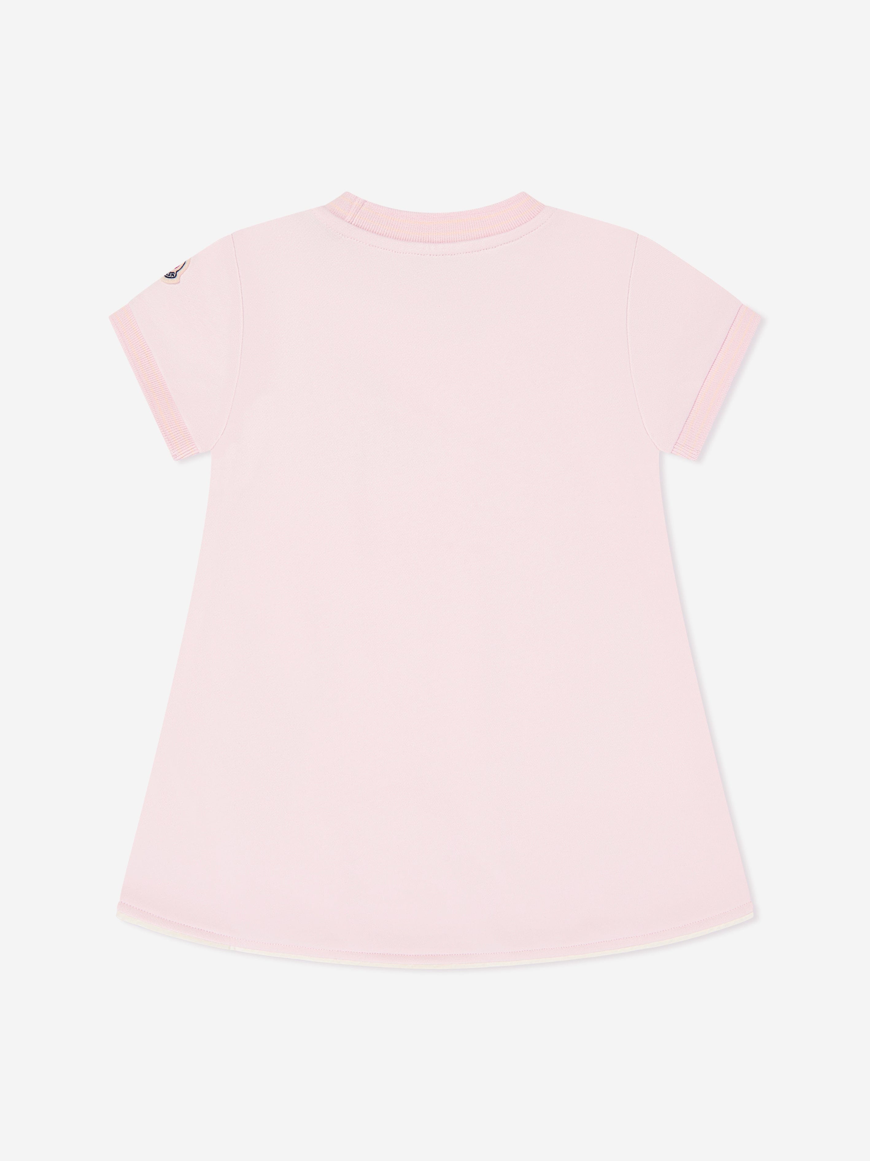 Moncler Enfant Girls Fit and Flare Logo Dress in Pink