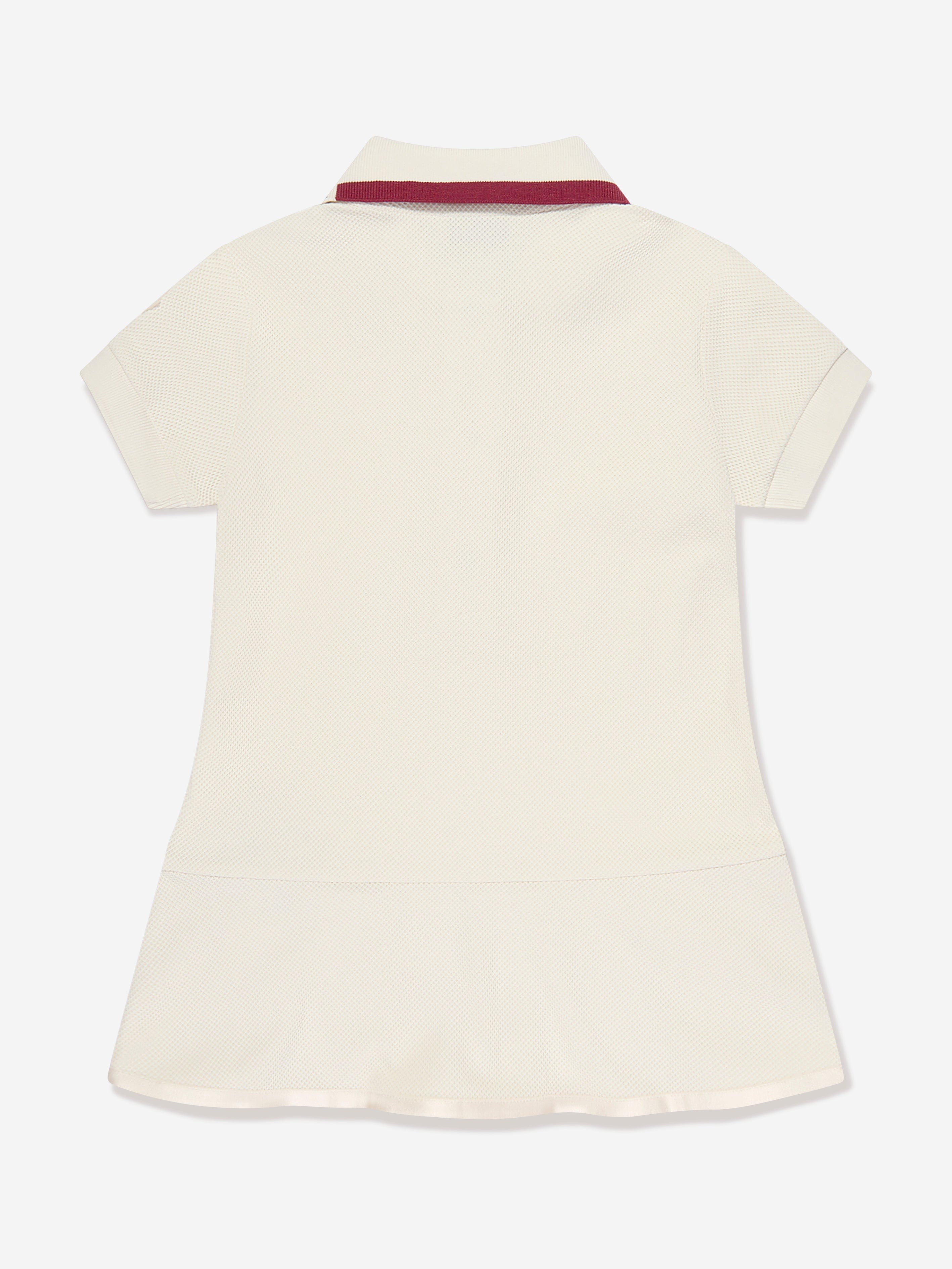 Moncler Enfant Girls Logo Polo Dress in Ivory