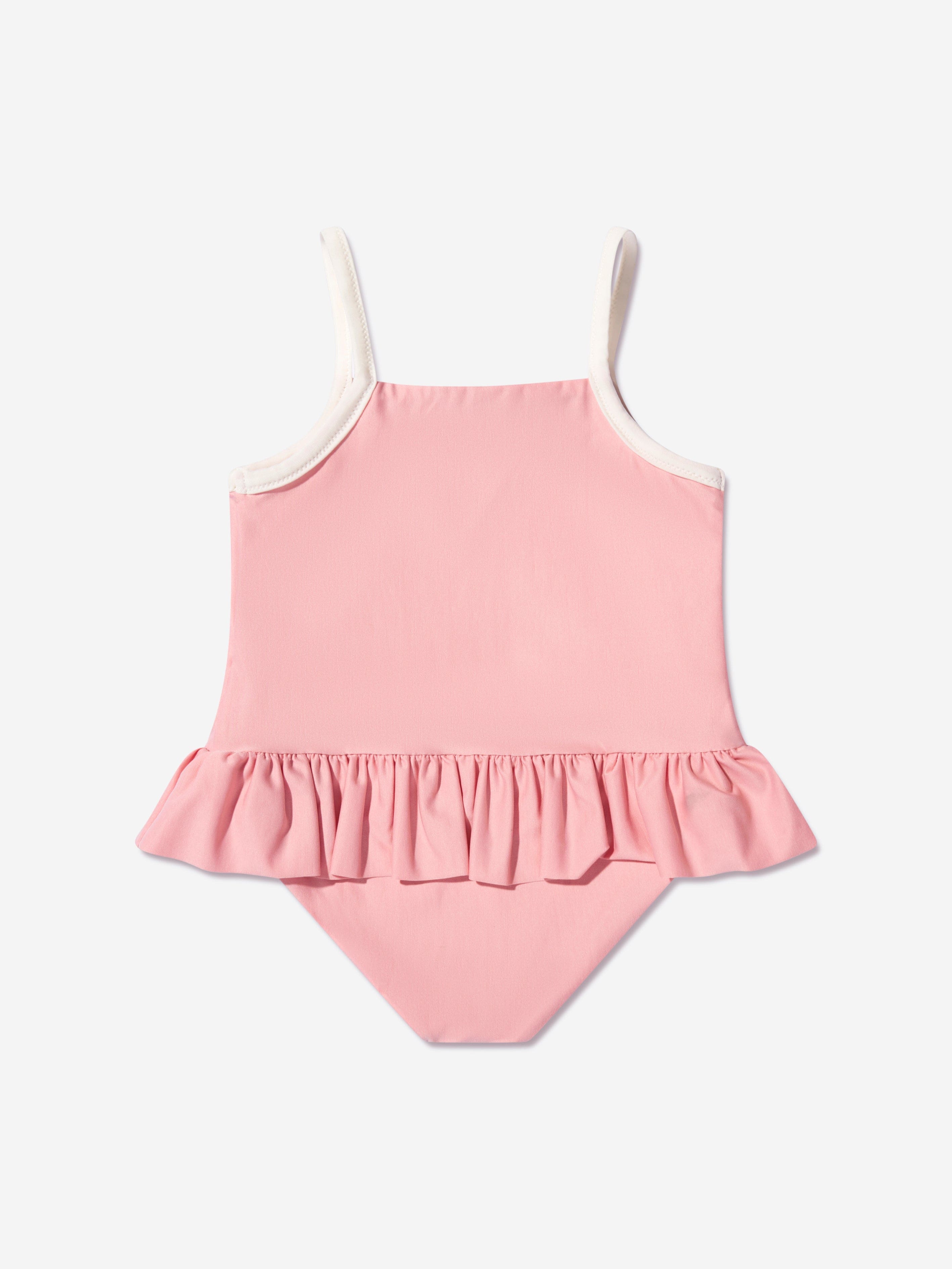 Moncler Enfant Baby Girls Logo Swimsuit in Pink