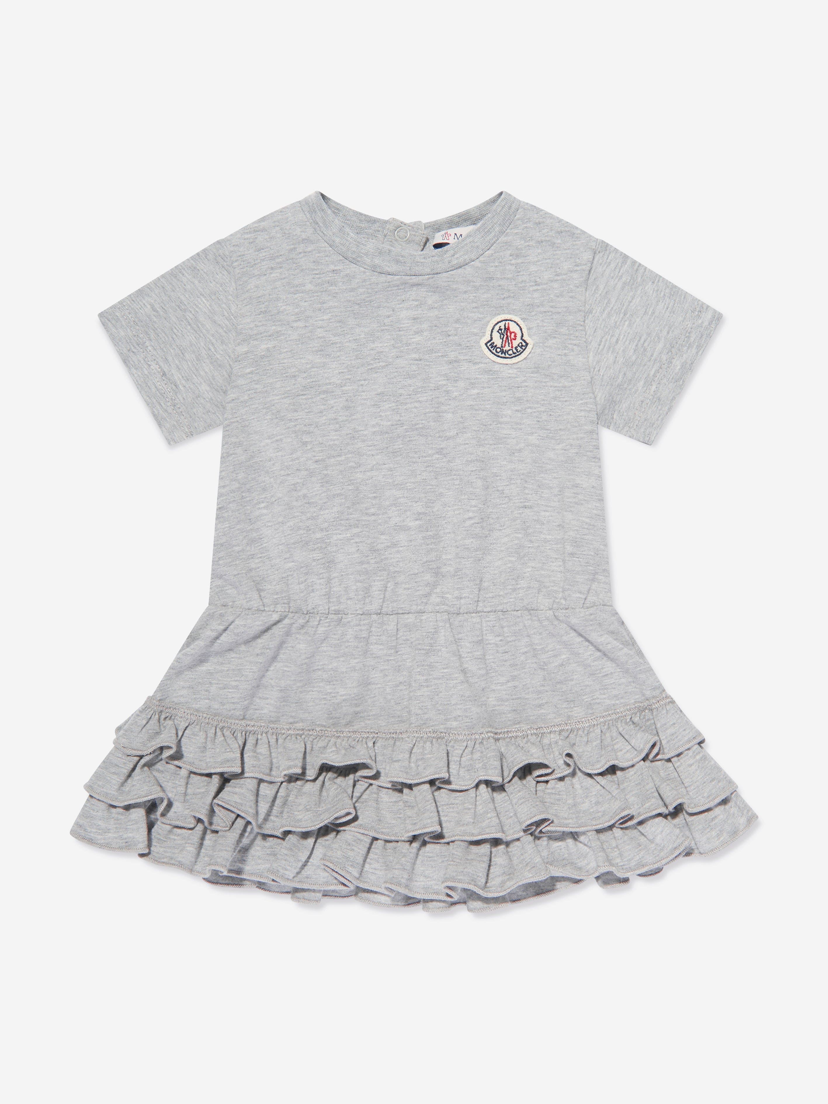 Moncler Enfant Baby Girls Frilly T-Shirt Dress in Grey