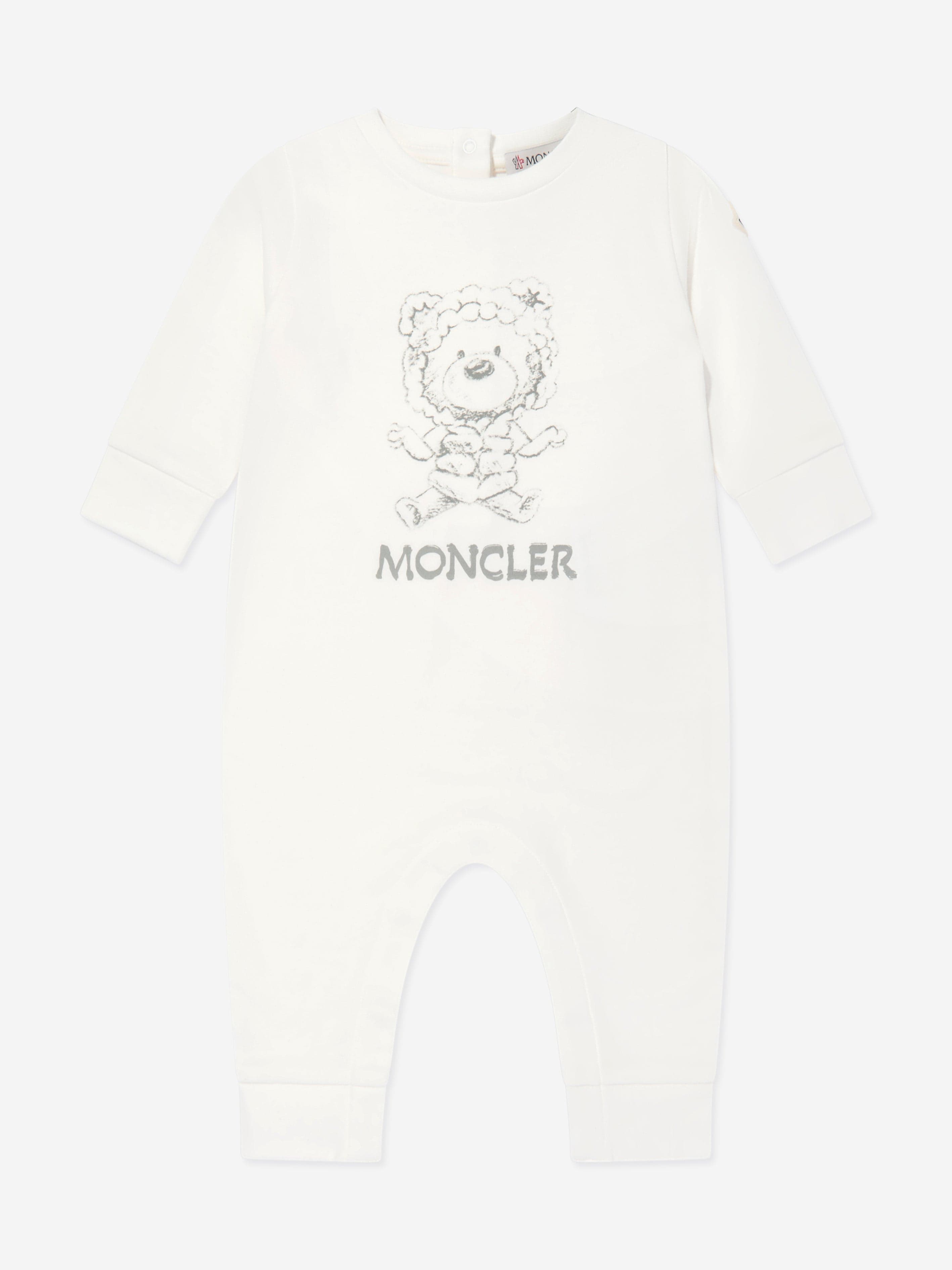 Moncler Enfant Baby Bear Logo Romper in White