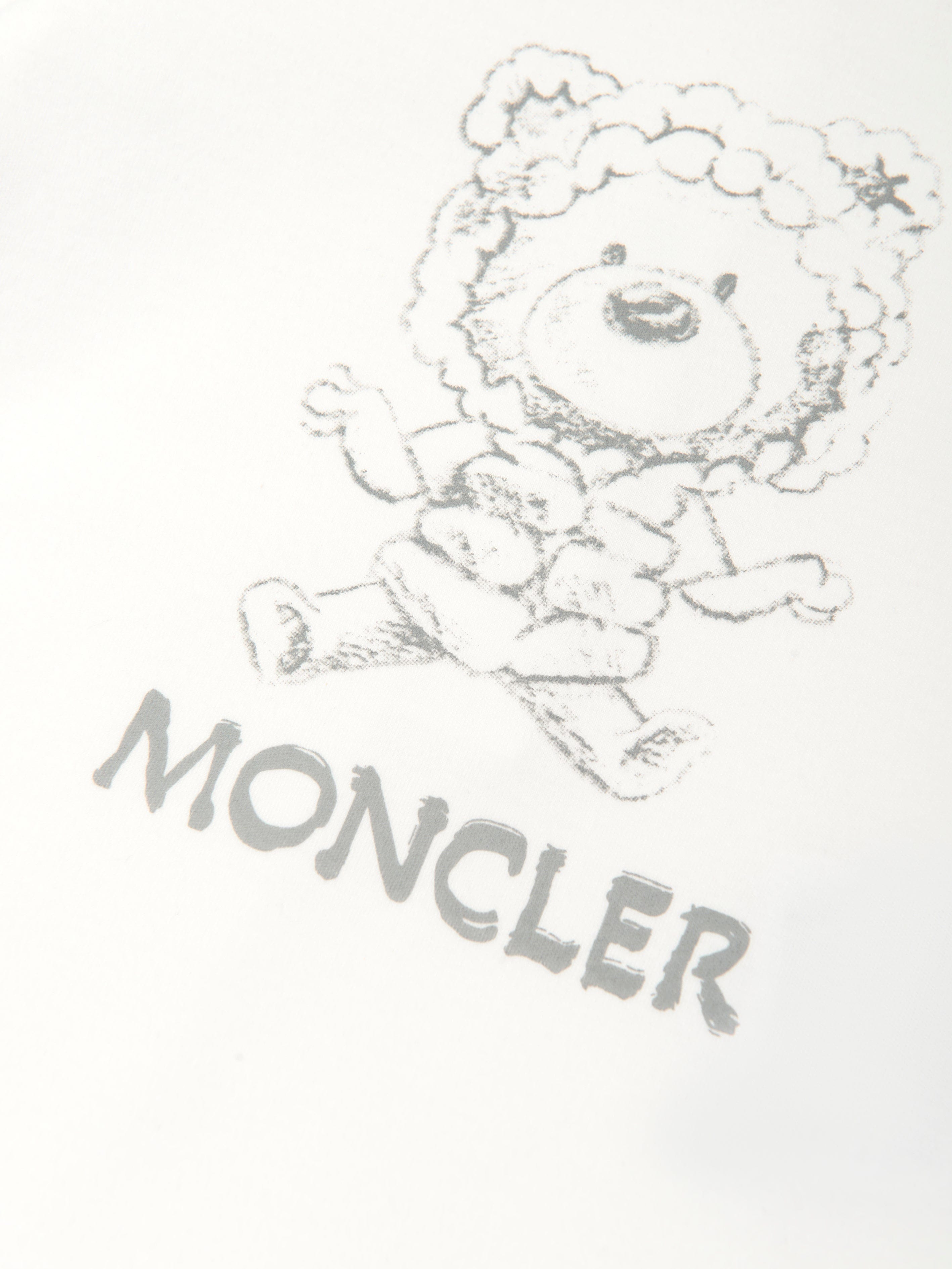 Moncler Enfant Baby Bear Logo Romper in White