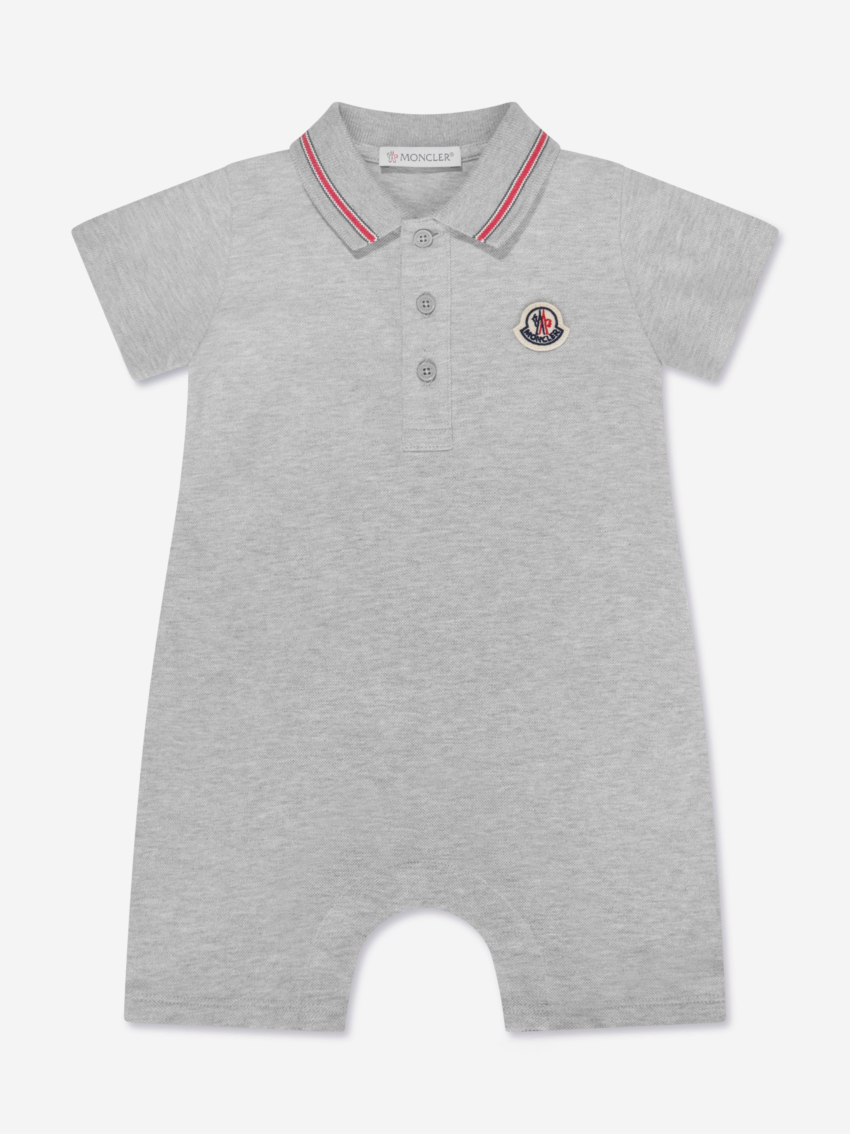 Moncler Enfant Baby Boys Polo Romper in Grey