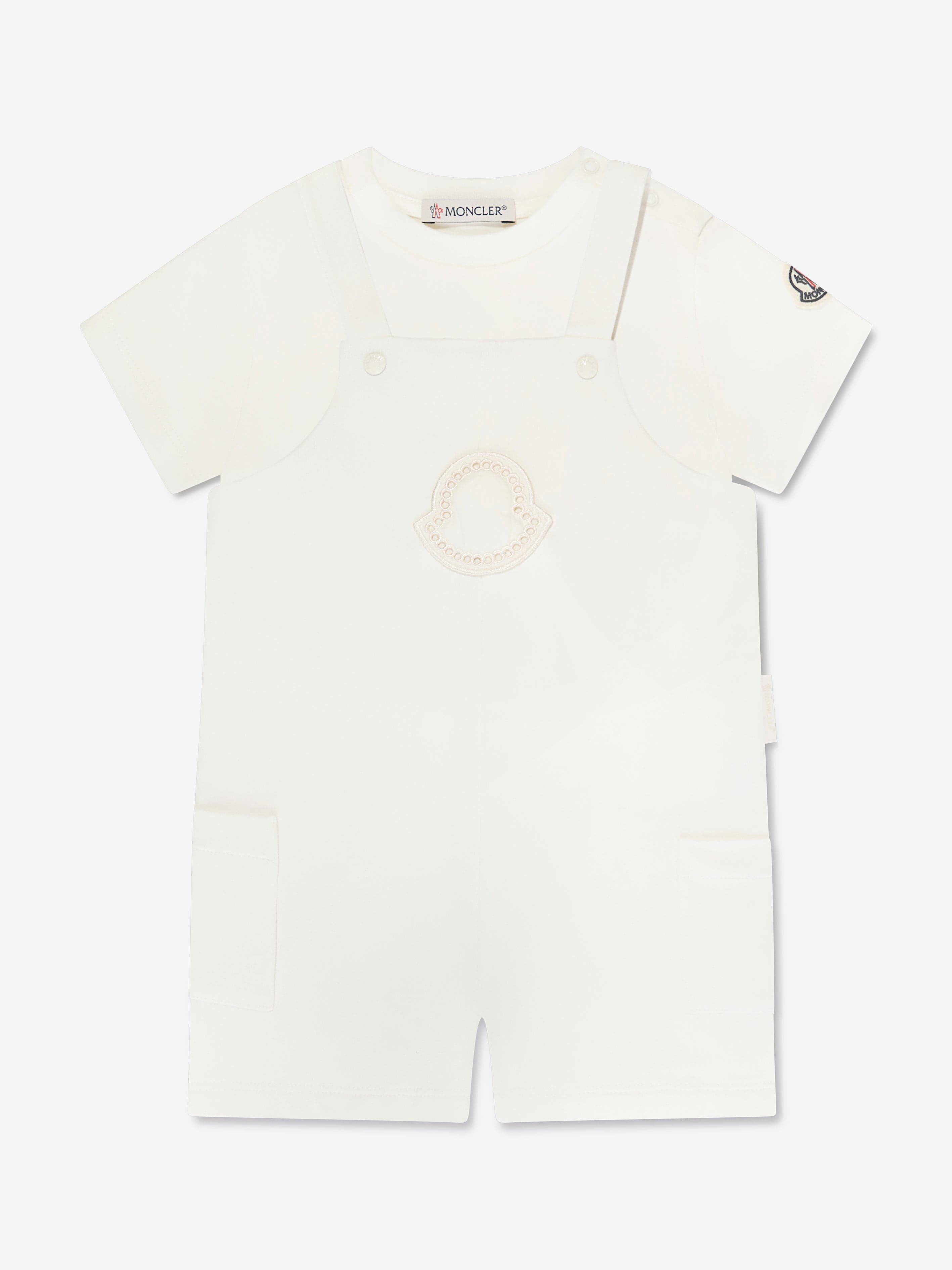 Moncler Enfant Baby Girls Logo Romper in Ivory