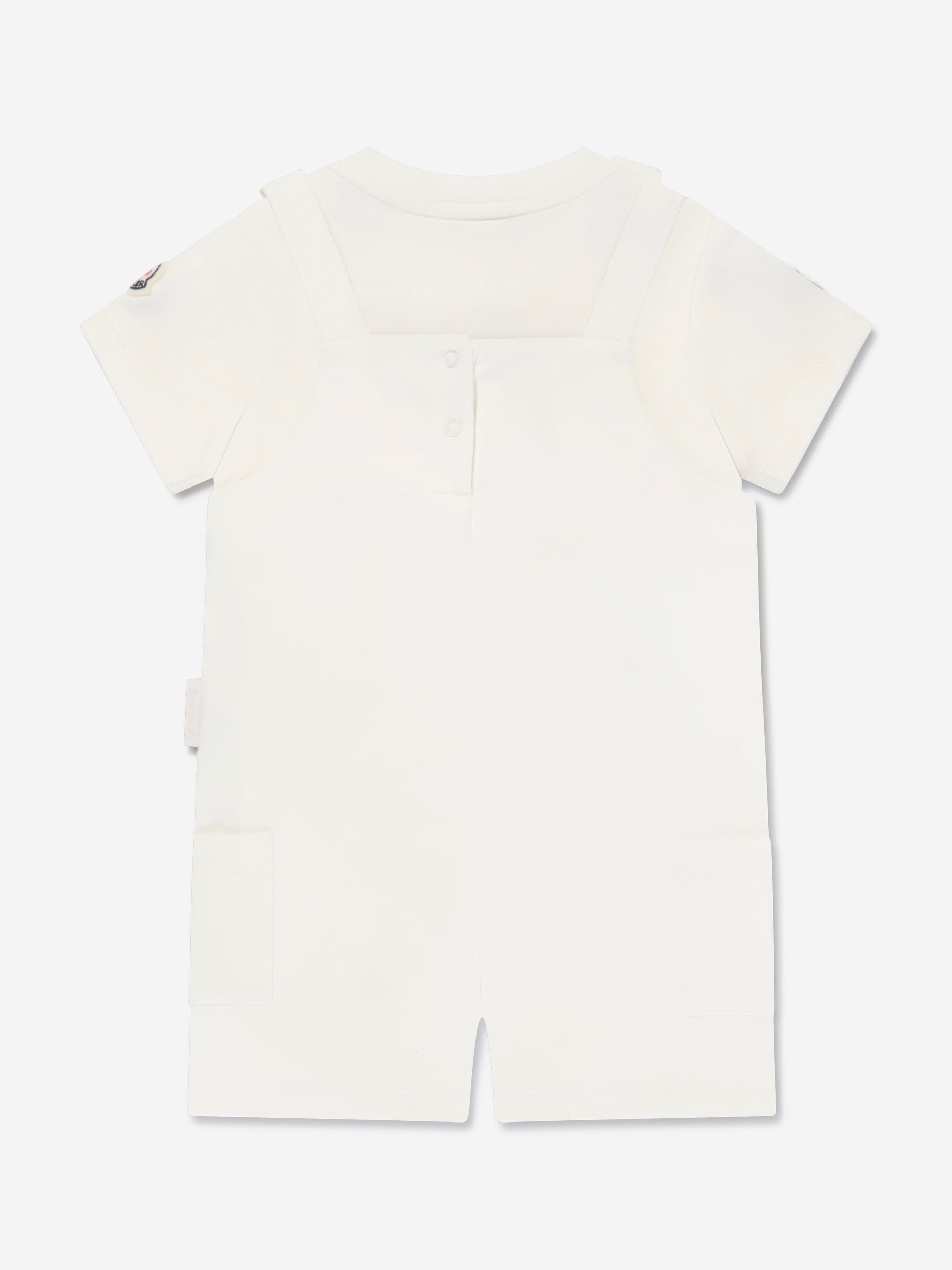 Moncler Enfant Baby Girls Logo Romper in Ivory